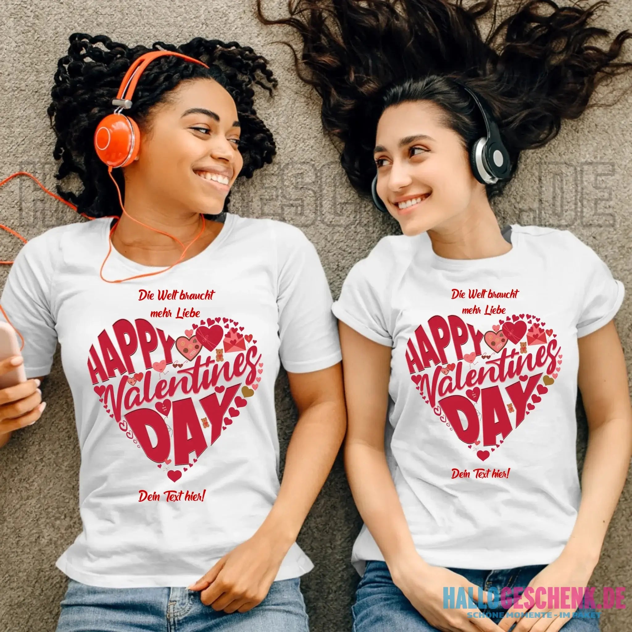 Valentinstag • Herz • Ladies Premium T-Shirt XS-2XL aus Bio-Baumwolle für Damen • Exklusivdesign • personalisiert