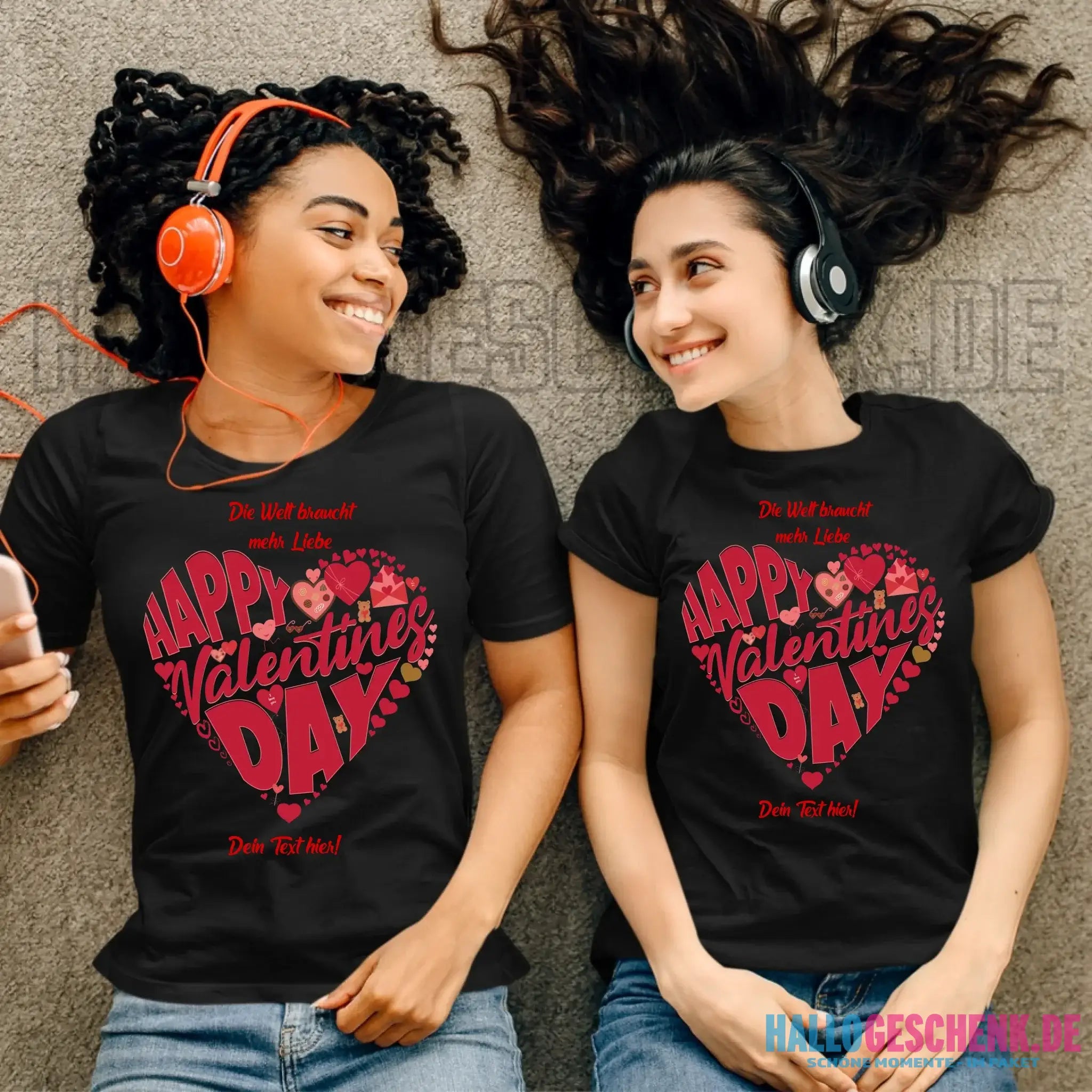 Valentinstag • Herz • Ladies Premium T-Shirt XS-2XL aus Bio-Baumwolle für Damen • Exklusivdesign • personalisiert
