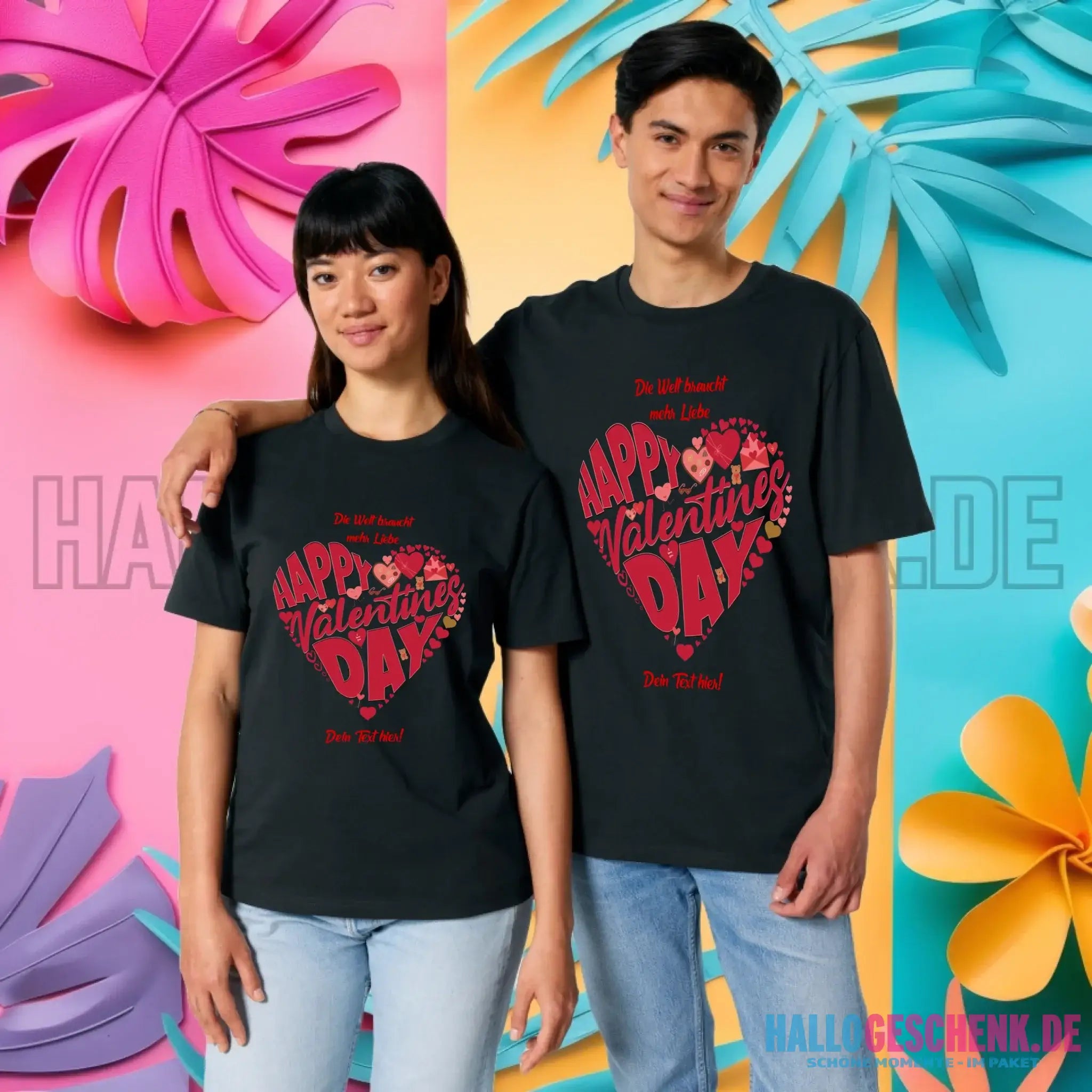 Valentinstag • Herz • Unisex Premium T-Shirt XS-5XL aus Bio-Baumwolle für Damen & Herren • Exklusivdesign • personalisiert