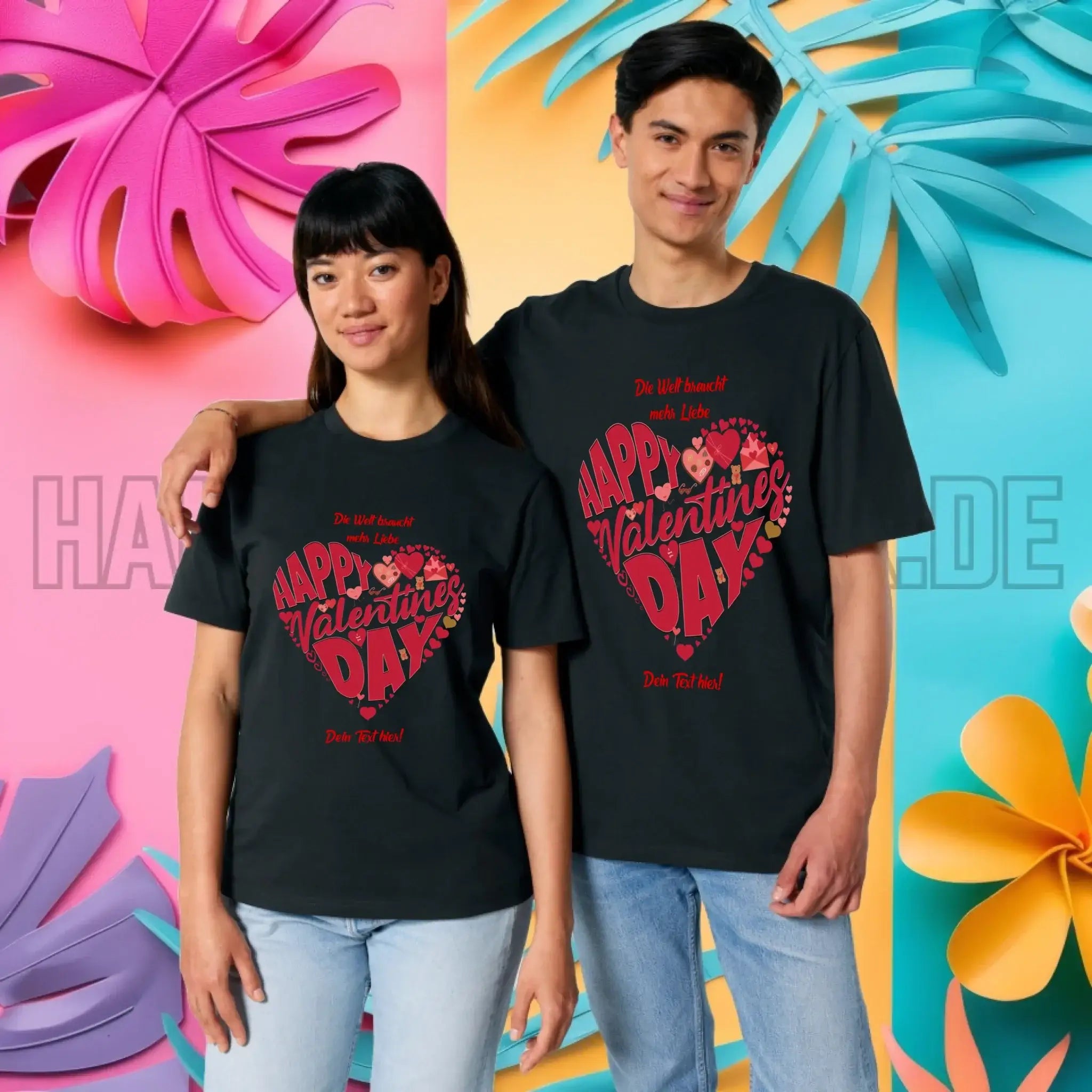 Valentinstag • Herz • Unisex Premium T-Shirt XS-5XL aus Bio-Baumwolle für Damen & Herren • Exklusivdesign • personalisiert