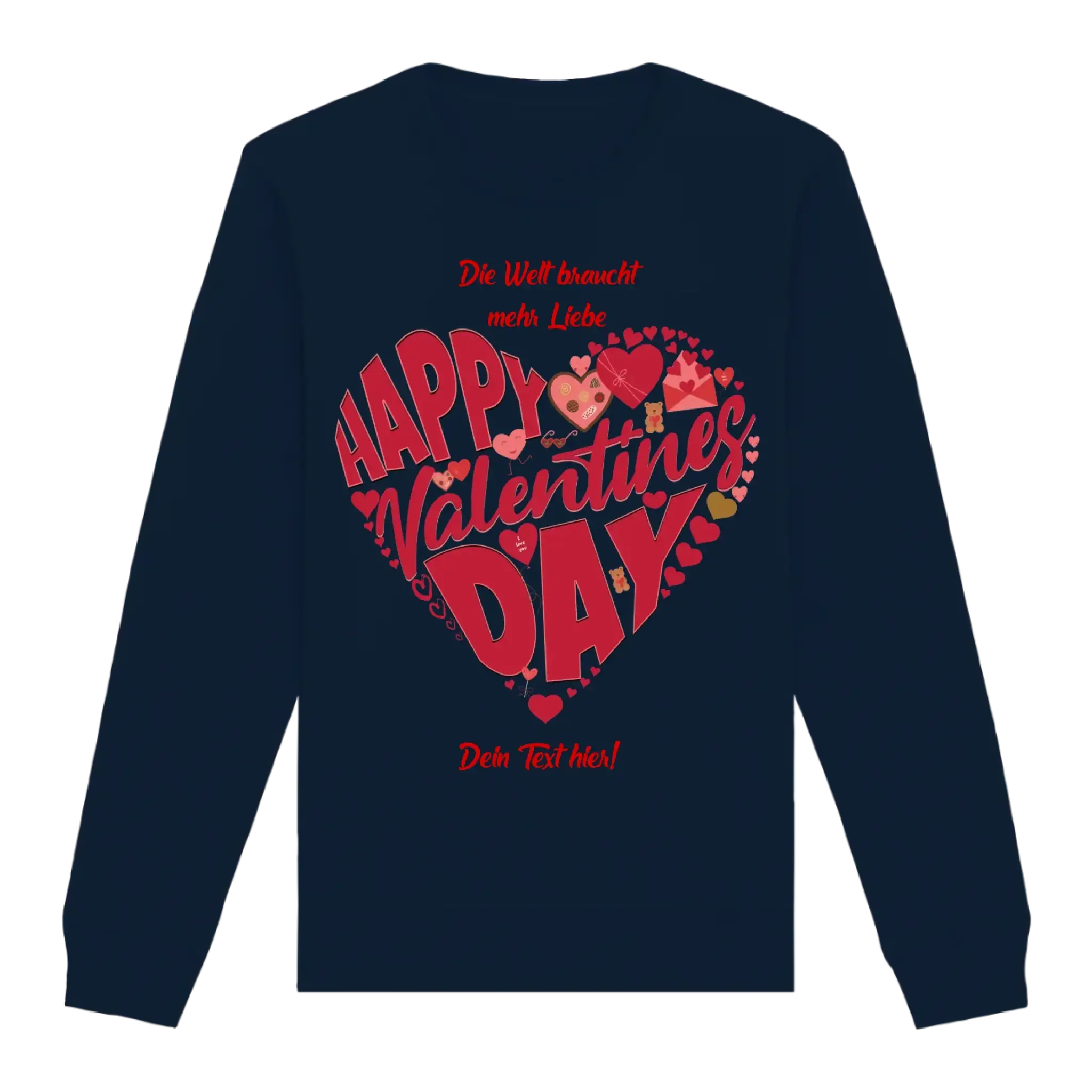 Valentinstag • Herz • Unisex Sweatshirt Bio-Baumwolle in 4 Farben XS-3XL • personalisiert