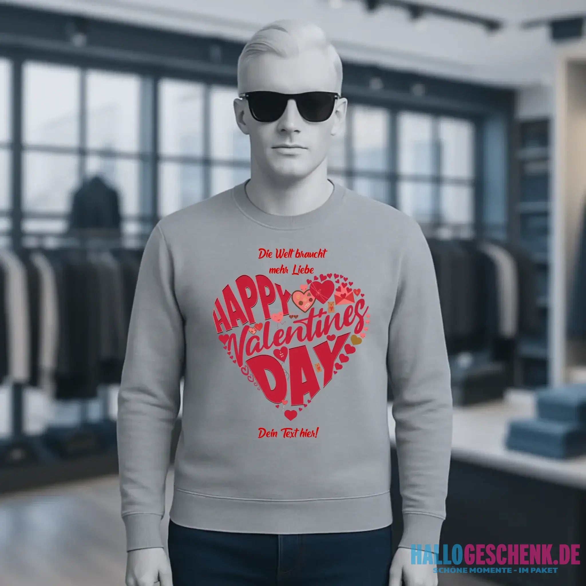 Valentinstag • Herz • Unisex Sweatshirt Bio-Baumwolle in 4 Farben XS-3XL • personalisiert