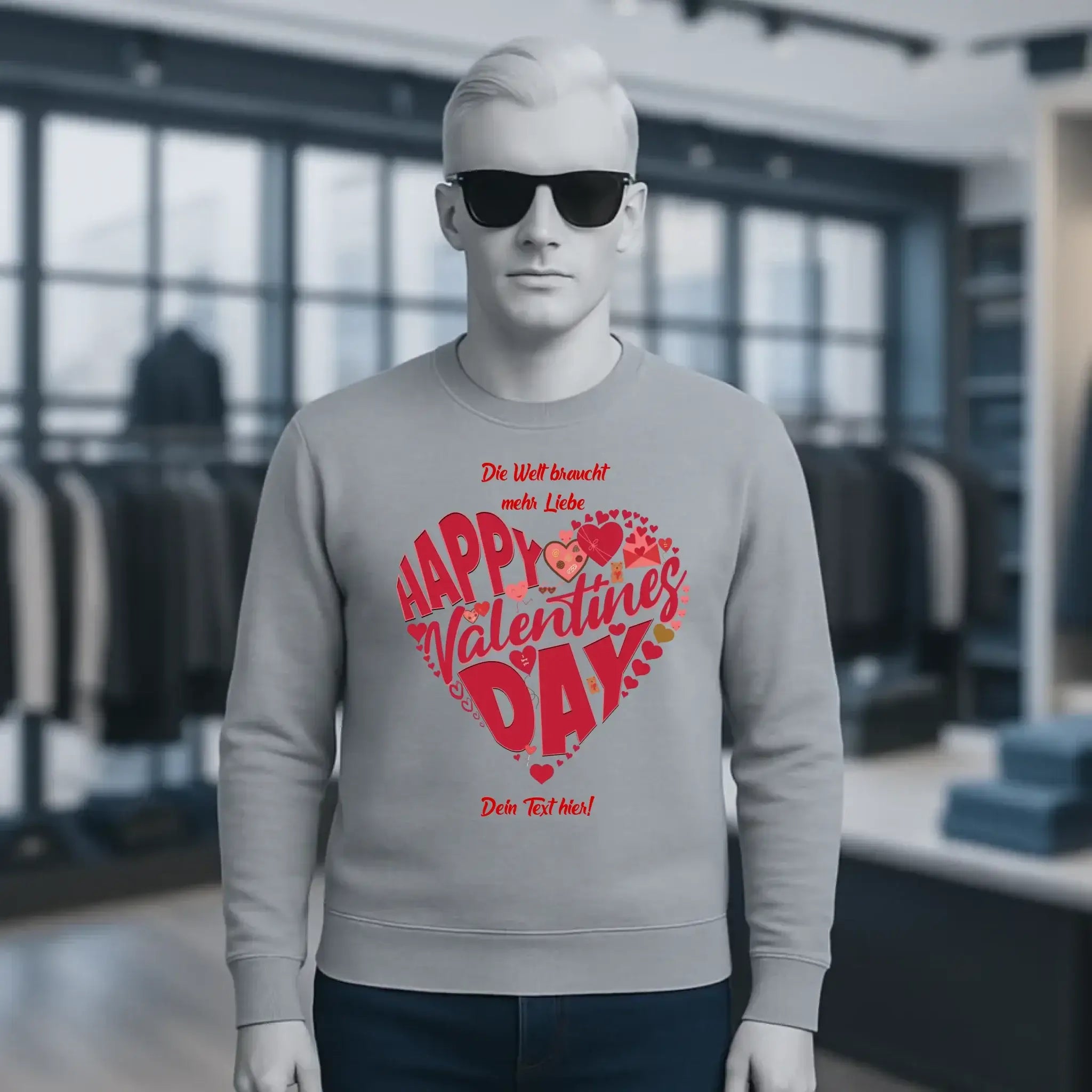 Valentinstag • Herz • Unisex Sweatshirt Bio-Baumwolle in 4 Farben XS-3XL • personalisiert