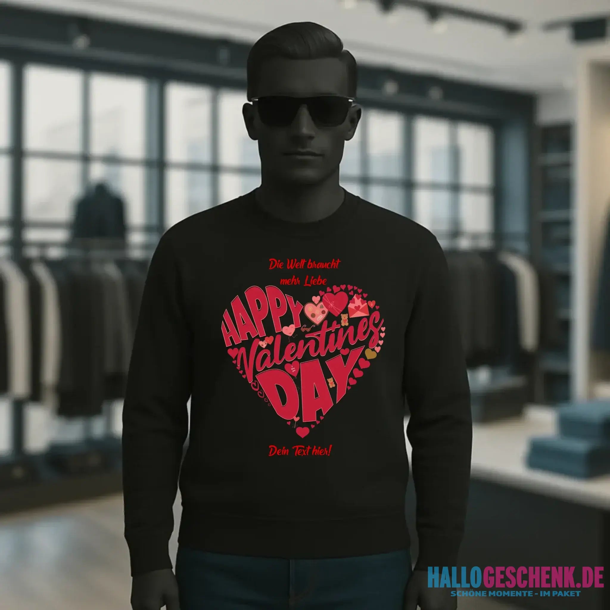 Valentinstag • Herz • Unisex Sweatshirt Bio-Baumwolle in 4 Farben XS-3XL • personalisiert