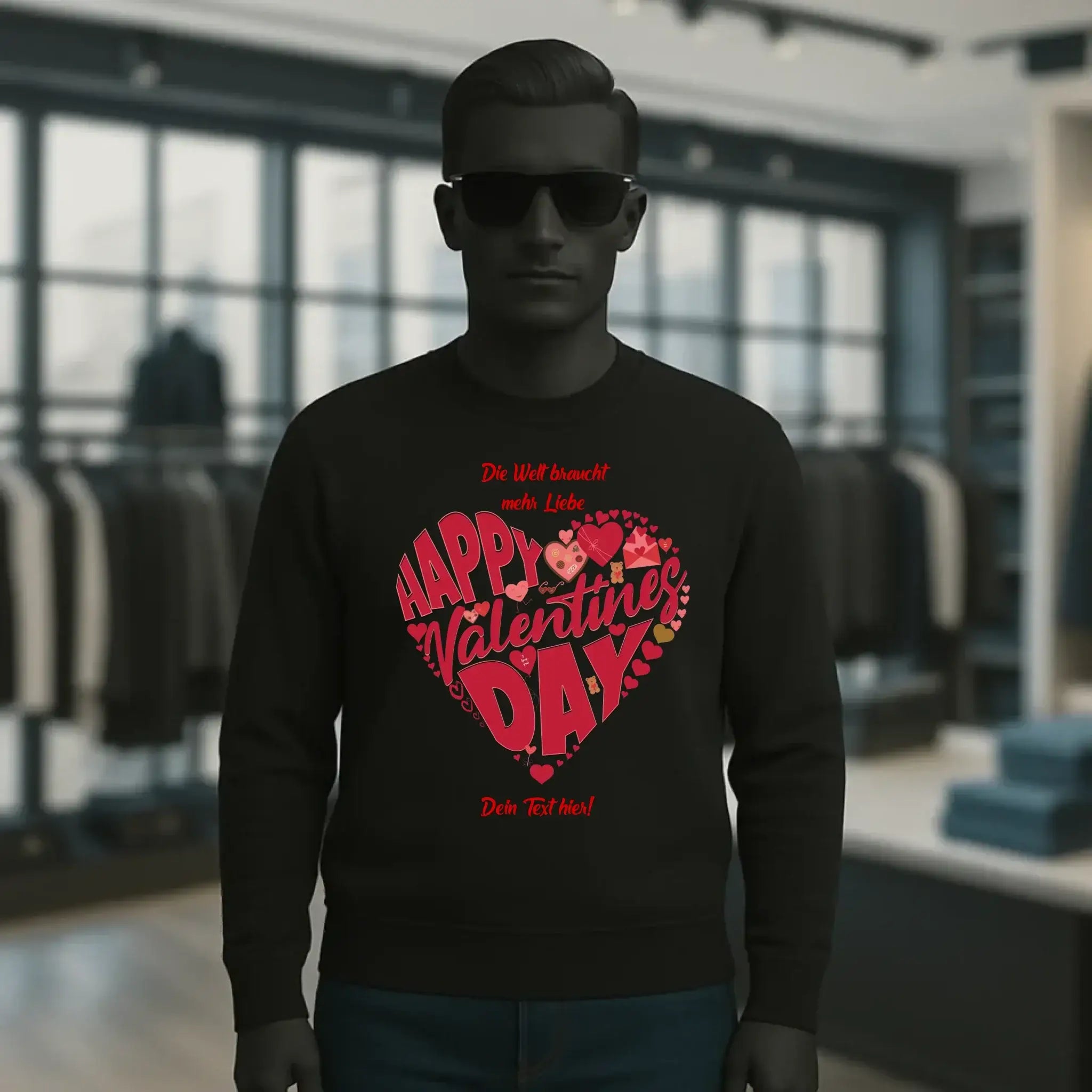 Valentinstag • Herz • Unisex Sweatshirt Bio-Baumwolle in 4 Farben XS-3XL • personalisiert