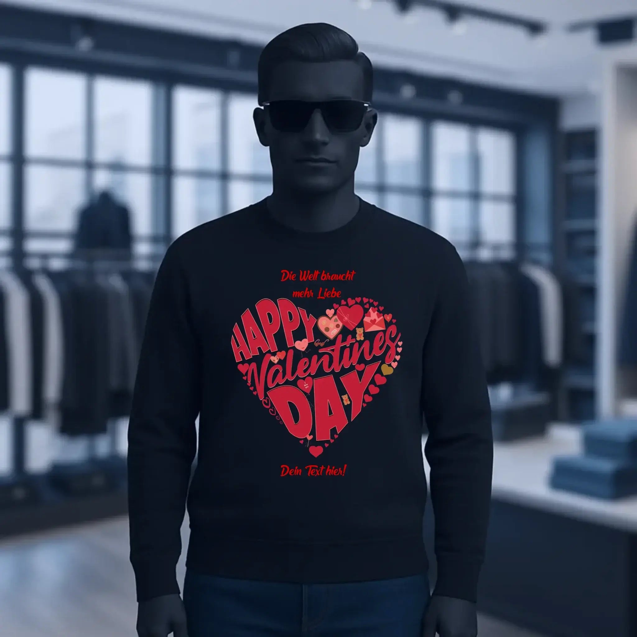 Valentinstag • Herz • Unisex Sweatshirt Bio-Baumwolle in 4 Farben XS-3XL • personalisiert