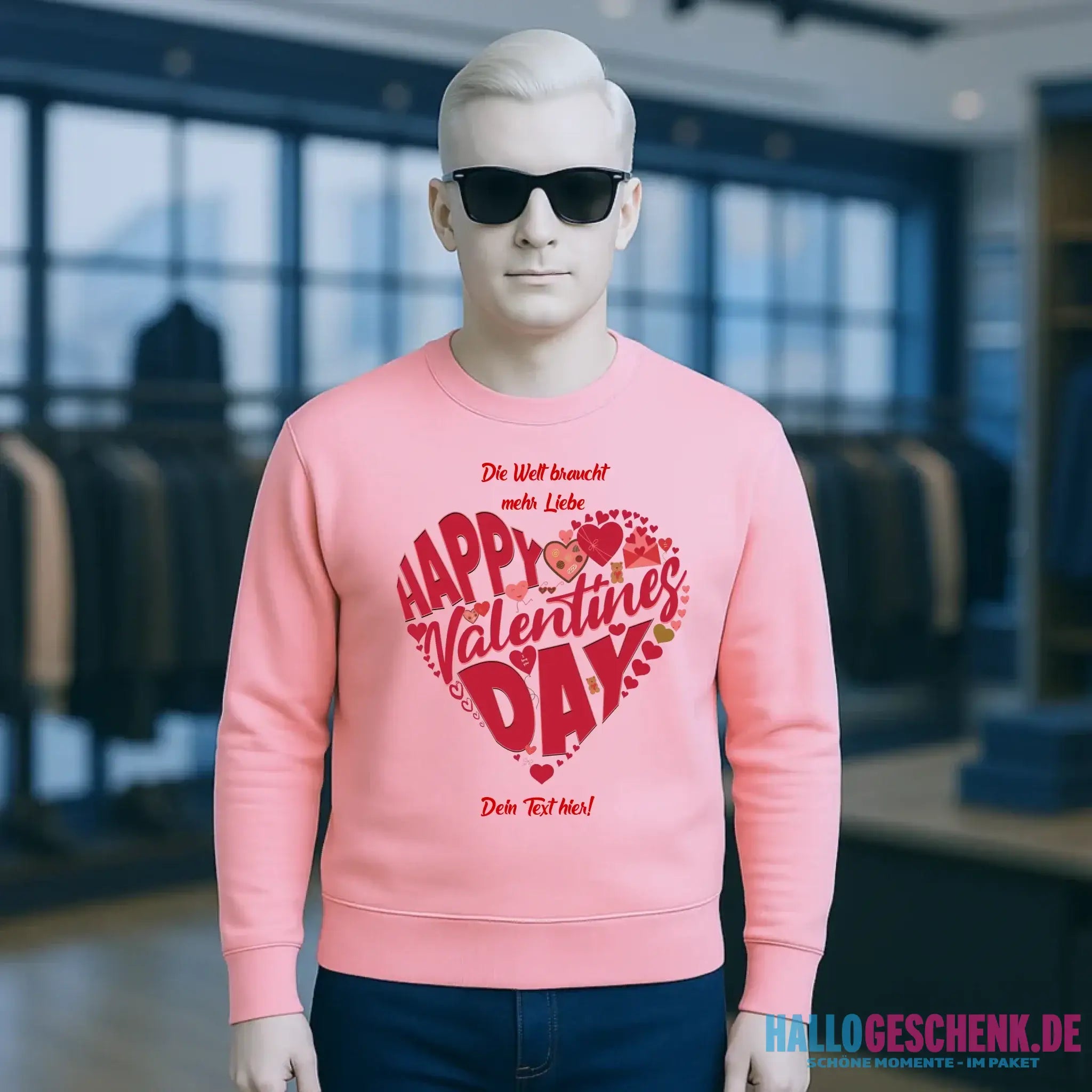 Valentinstag • Herz • Unisex Sweatshirt Bio-Baumwolle in 4 Farben XS-3XL • personalisiert