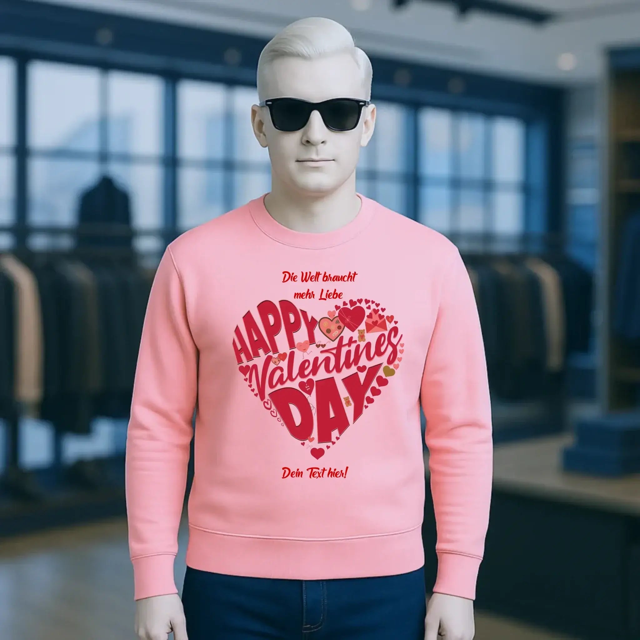 Valentinstag • Herz • Unisex Sweatshirt Bio-Baumwolle in 4 Farben XS-3XL • personalisiert