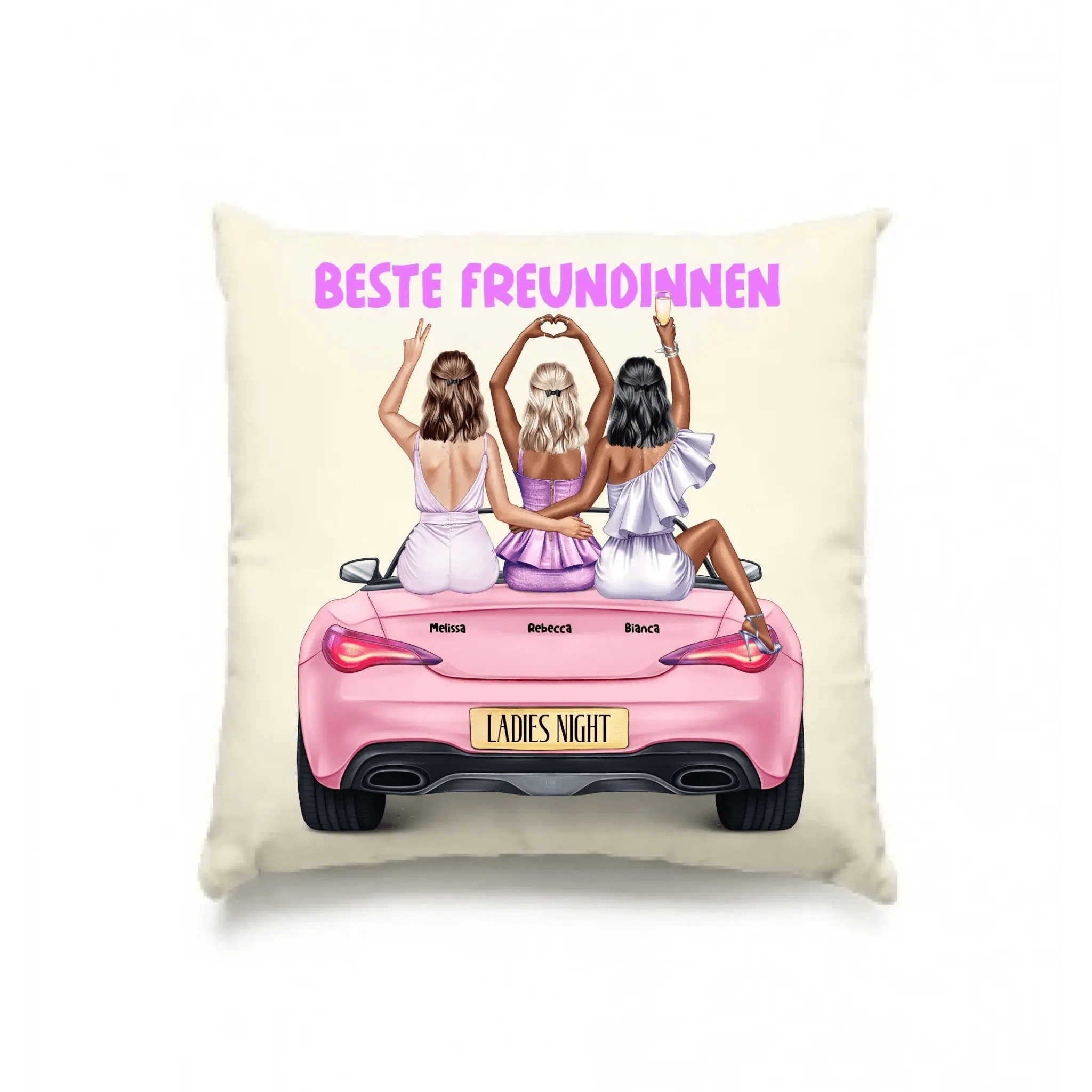 Vegas Girls • 1-3 Frauen • mit Wunschtext • Kissen 40x40 cm • personalisiert