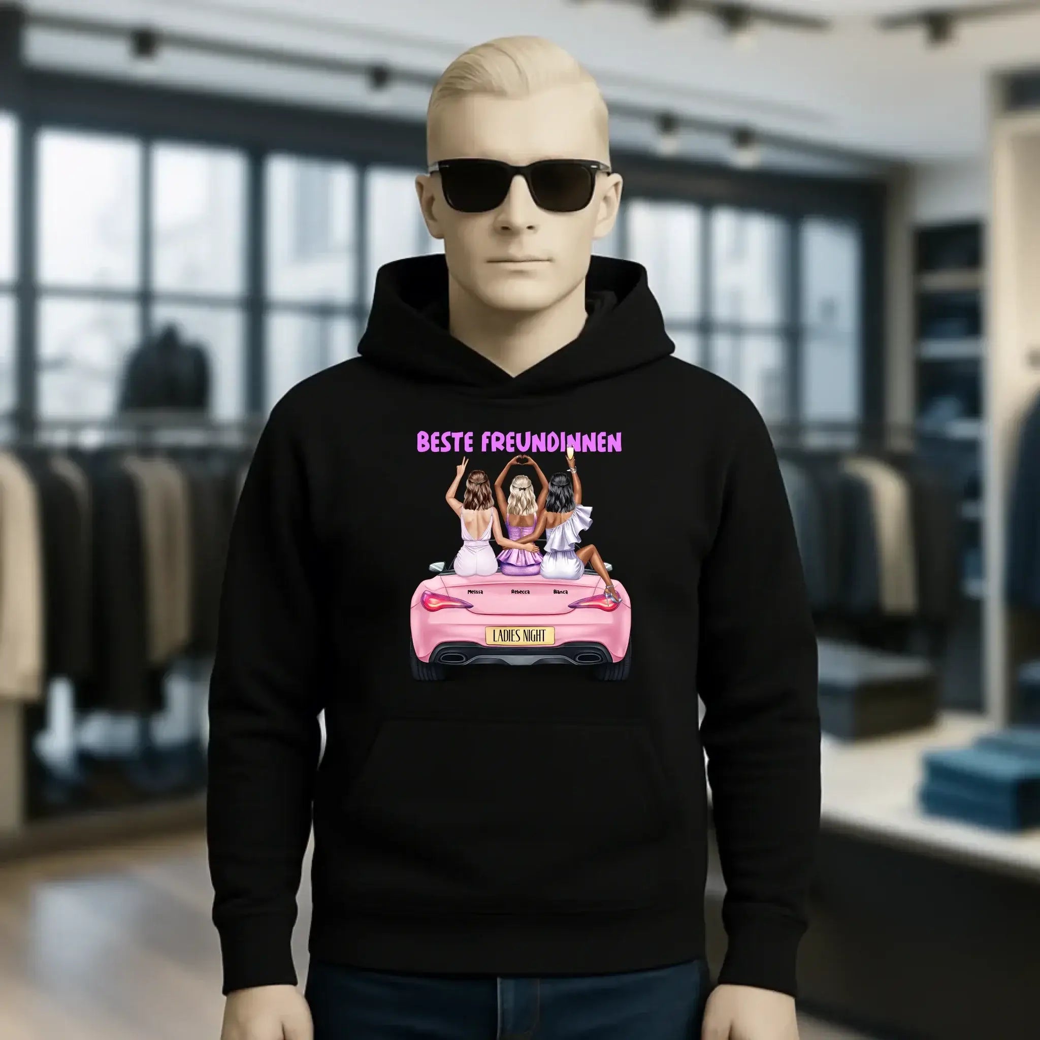 Vegas Girls • 1-3 Frauen • mit Wunschtext • Unisex Hoodie für Damen & Herren • Bio • personalisiert