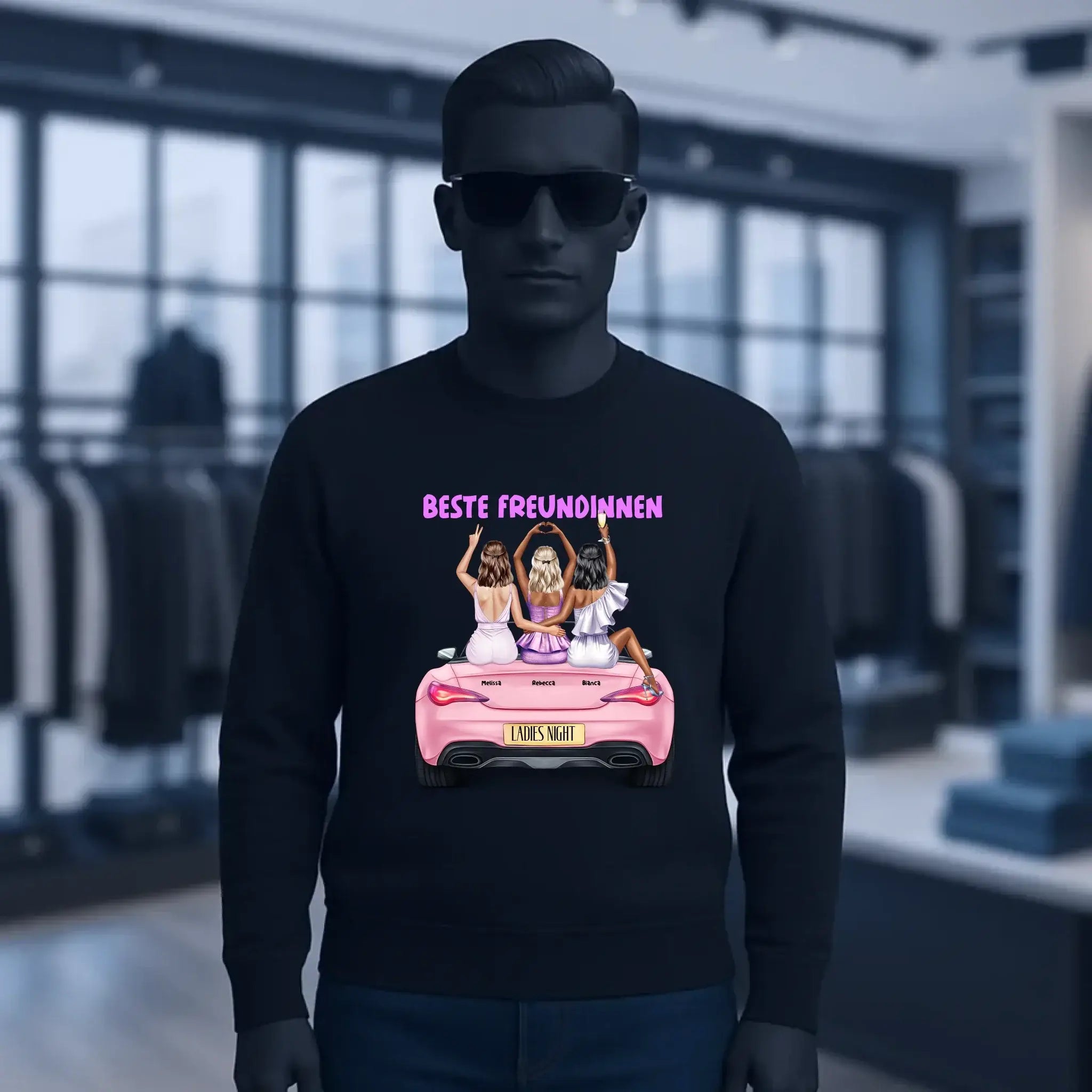 Vegas Girls • 1-3 Frauen • mit Wunschtext • Unisex Sweatshirt für Damen und Herren • Bio • personalisiert