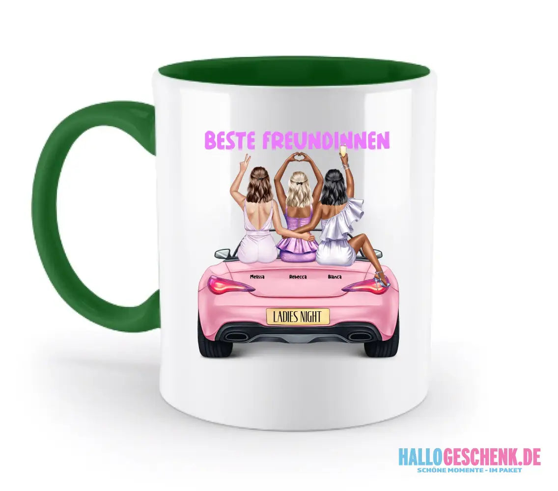 Vegas Girls • 1-3 Frauen • mit Wunschtext • zweifarbige Tasse • Exklusivdesign • personalisiert - zweifarbige Tasse