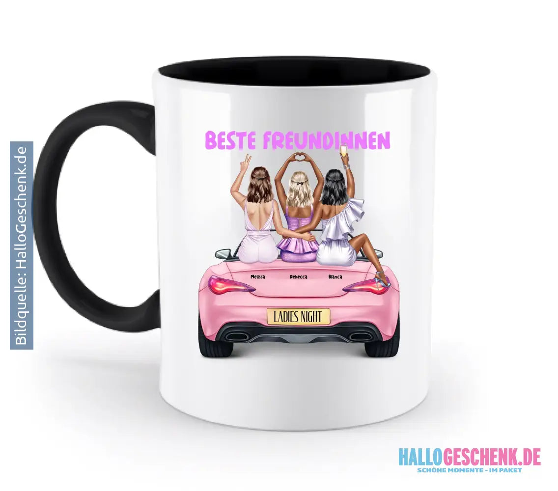 Vegas Girls • 1-3 Frauen • mit Wunschtext • zweifarbige Tasse • Exklusivdesign • personalisiert - zweifarbige Tasse