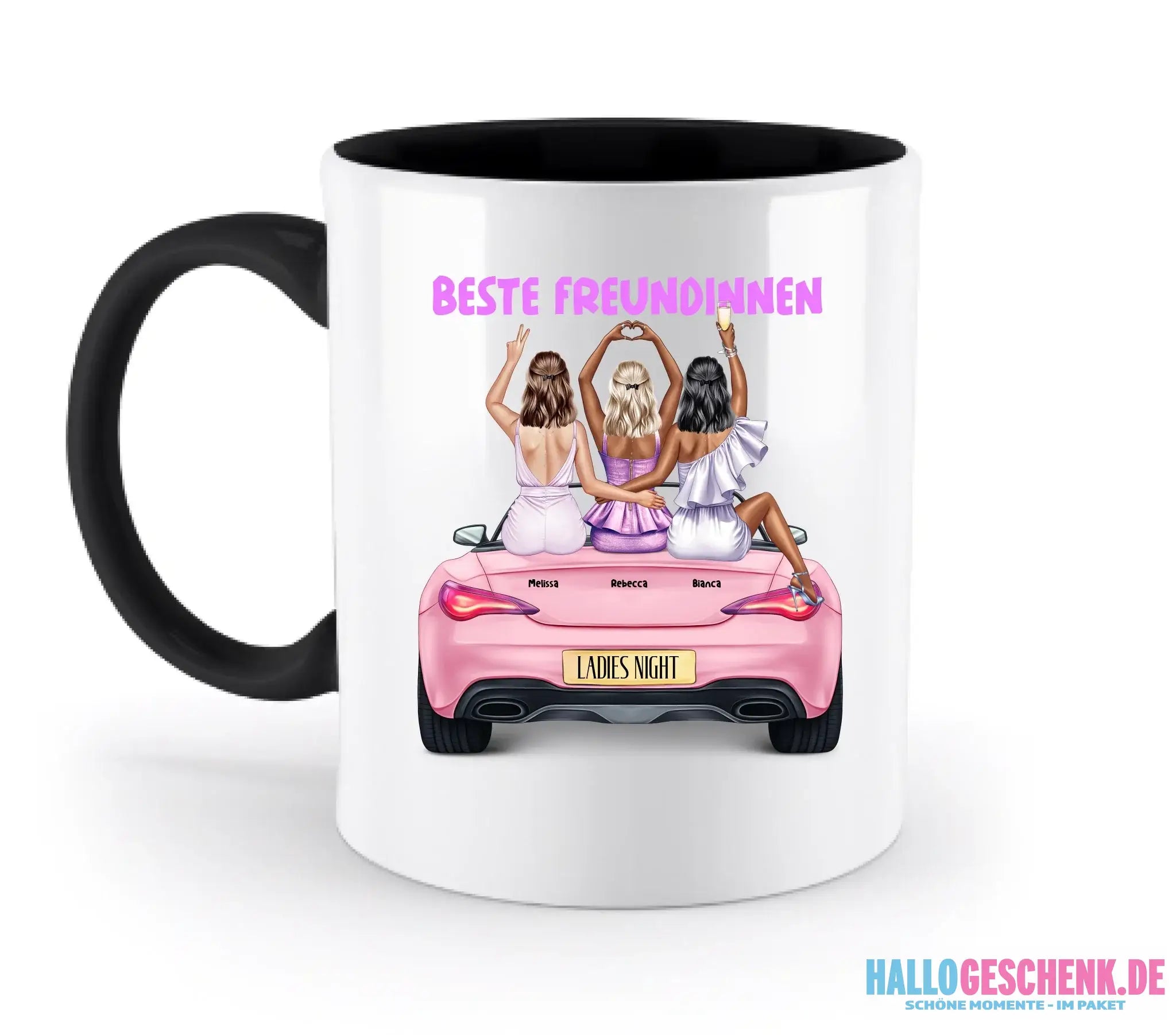 Vegas Girls • 1-3 Frauen • mit Wunschtext • zweifarbige Tasse • Exklusivdesign • personalisiert - zweifarbige Tasse