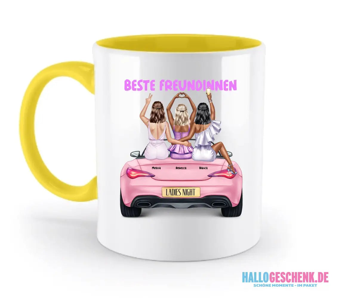 Vegas Girls • 1-3 Frauen • mit Wunschtext • zweifarbige Tasse • Exklusivdesign • personalisiert - zweifarbige Tasse