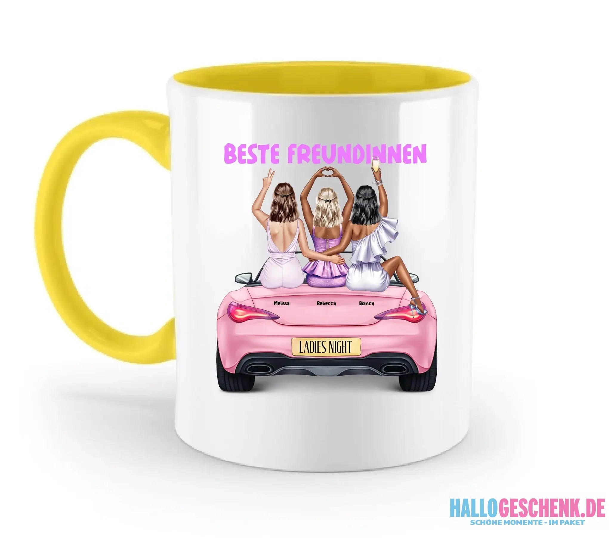 Vegas Girls • 1-3 Frauen • mit Wunschtext • zweifarbige Tasse • Exklusivdesign • personalisiert - zweifarbige Tasse