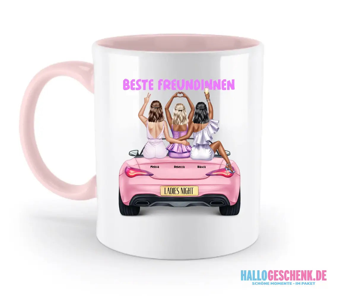 Vegas Girls • 1-3 Frauen • mit Wunschtext • zweifarbige Tasse • Exklusivdesign • personalisiert - zweifarbige Tasse