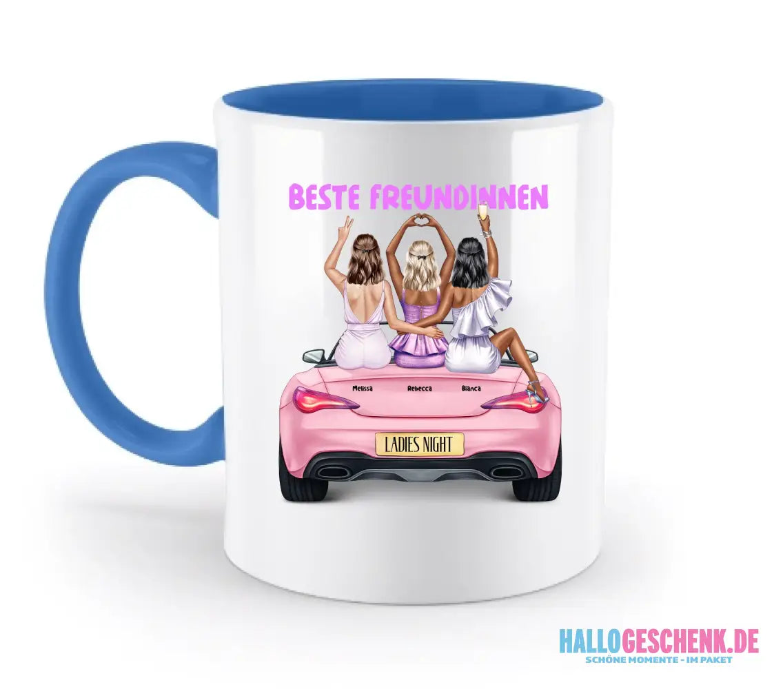 Vegas Girls • 1-3 Frauen • mit Wunschtext • zweifarbige Tasse • Exklusivdesign • personalisiert - zweifarbige Tasse