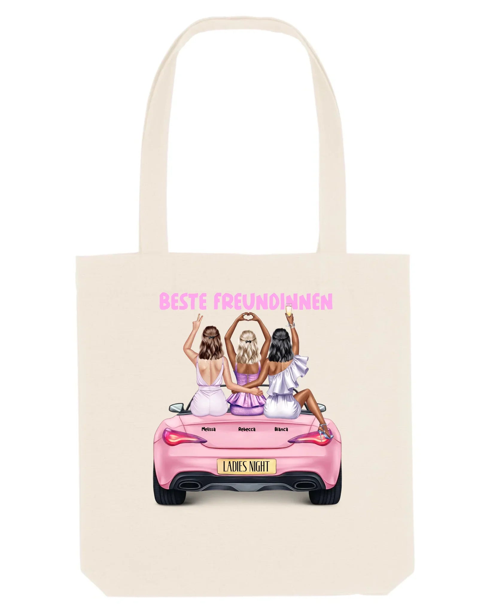 Vegas Girls: 1-3 Girls • mehrere Artikel • ’Statement-Collection’ • Wunschtext • personalisierte Figuren - Stofftasche