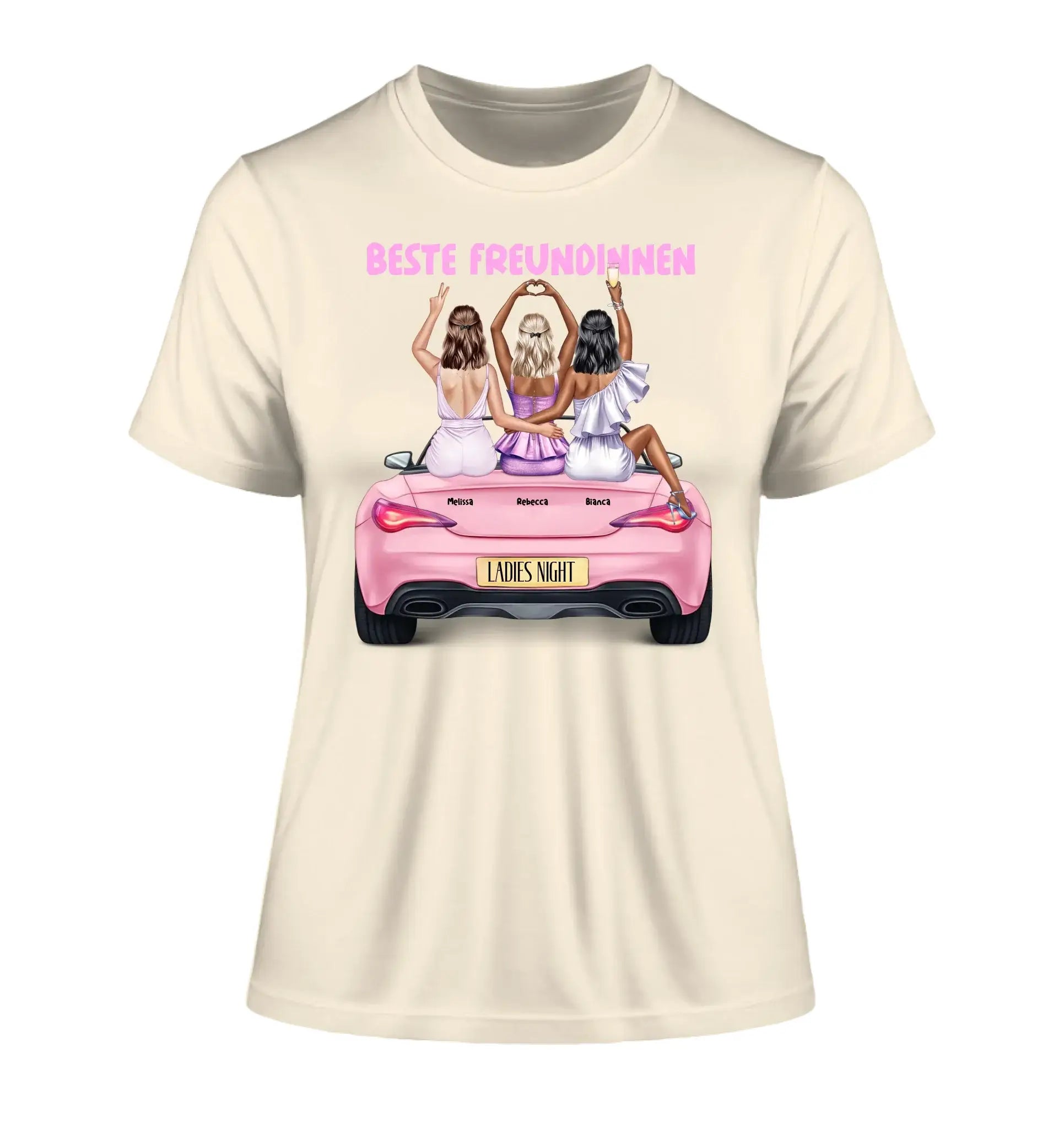 Vegas Girls (1-3 personalisierbare Figuren) - Damen T-Shirt (Fitted) • Bio / Natural / 2XL - personalisierbare Figuren