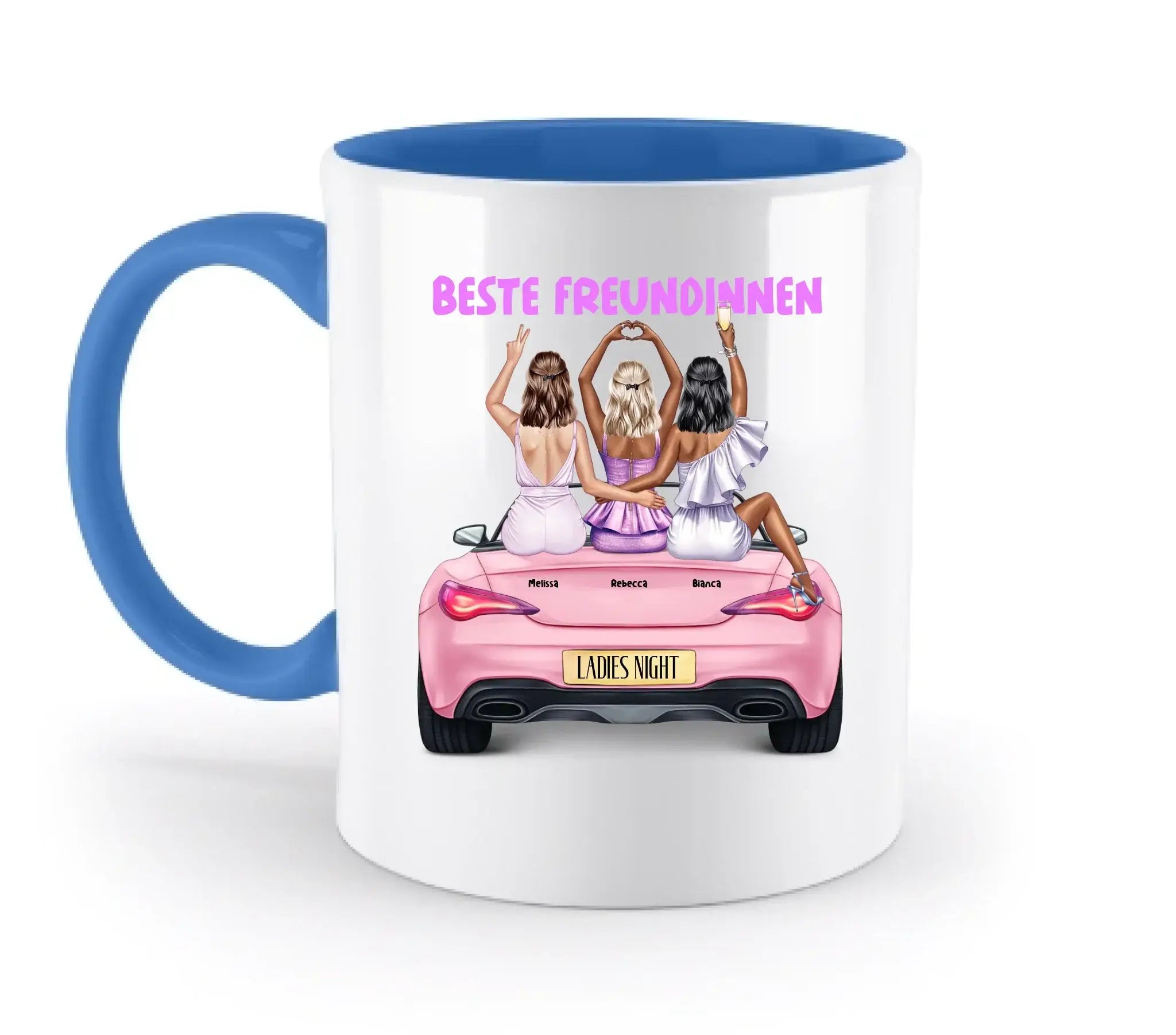 Vegas Girls (1-3 personalisierbare Figuren) - Zweifarbige Tasse / Blue / 330ml - personalisierbare Figuren