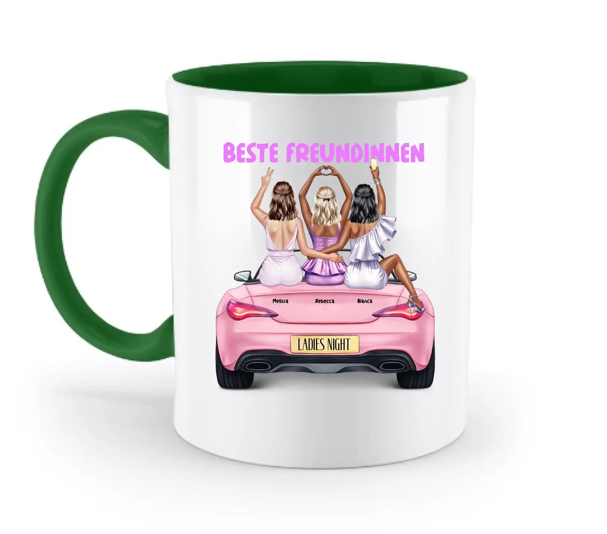 Vegas Girls (1-3 personalisierbare Figuren) - Zweifarbige Tasse / Irish-Green / 330ml - personalisierbare Figuren