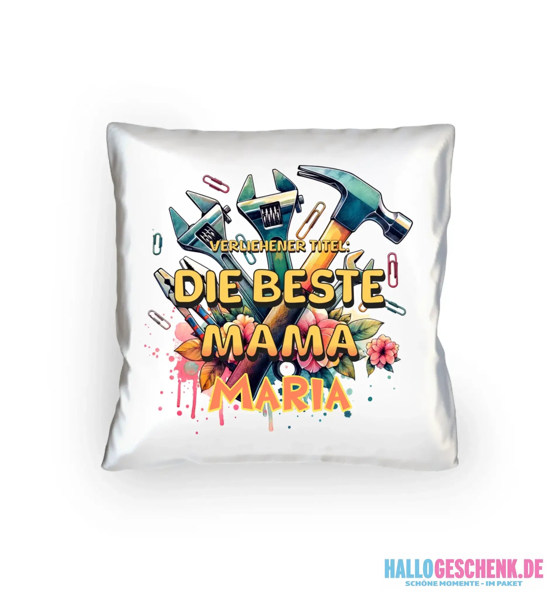 Verliehener Titel: Beste Mama + Wunschtext • Kissen 40x40 cm • personalisiert - Kissen 40x40 cm / White / 40cm-x-40cm