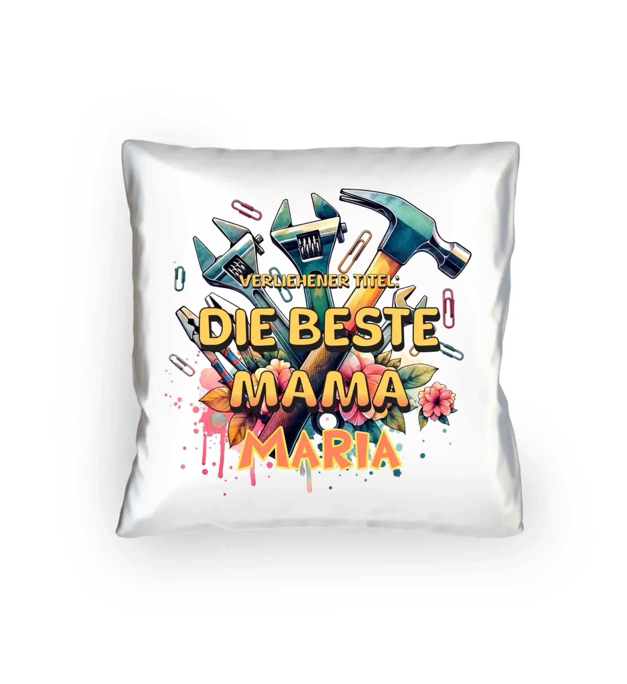 Verliehener Titel: Beste Mama + Wunschtext • Kissen 40x40 cm • personalisiert - Kissen 40x40 cm / White / 40cm-x-40cm
