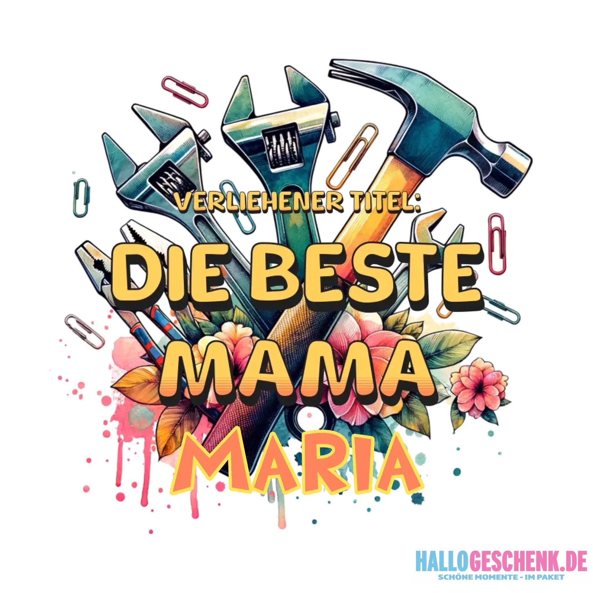 Verliehener Titel: Beste Mama + Wunschtext • personalisiert • STICKER 20x20cm (Aufkleber) - ausgestanzter Sticker 20x20