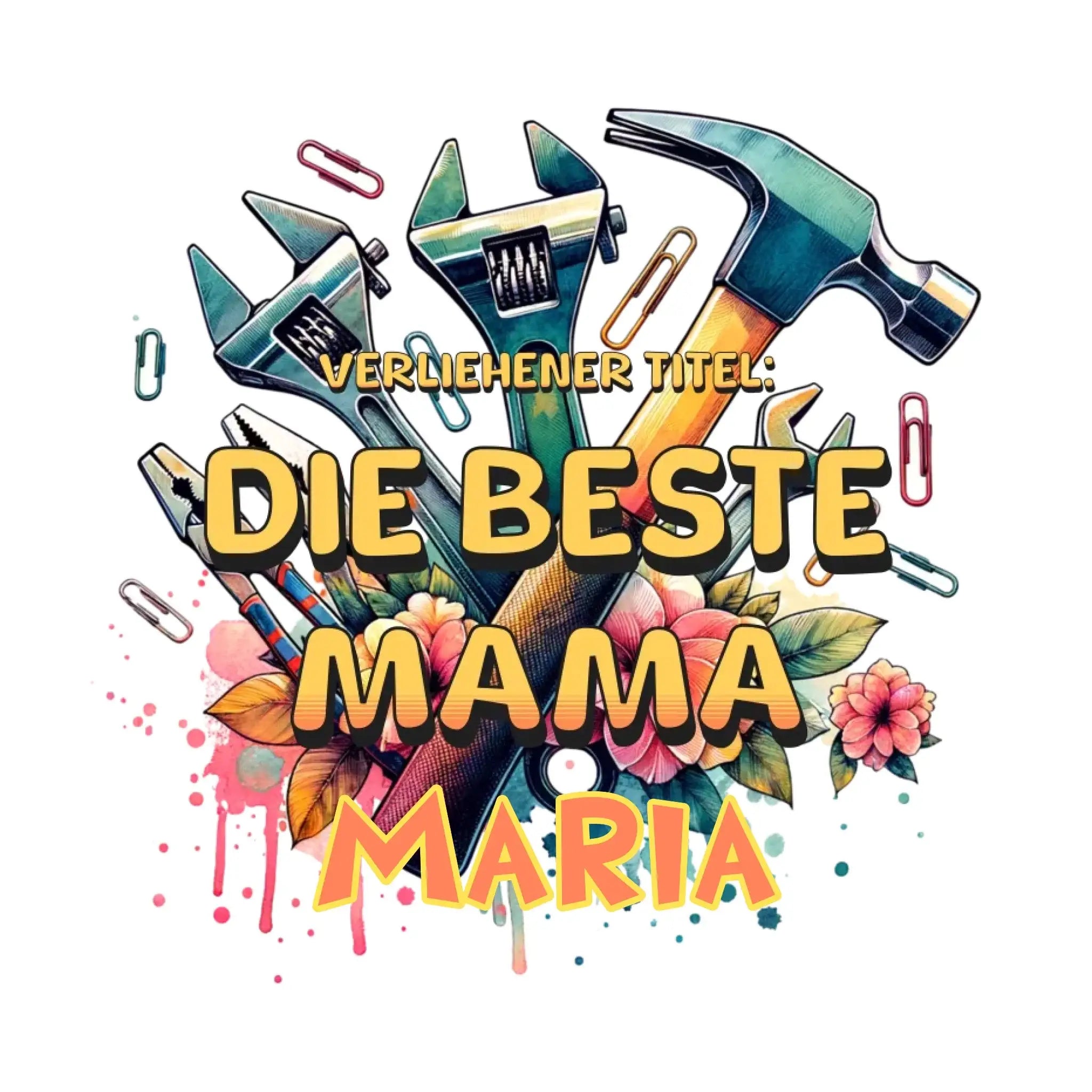 Verliehener Titel: Beste Mama + Wunschtext • personalisiert • STICKER 20x20cm (Aufkleber) - ausgestanzter Sticker 20x20