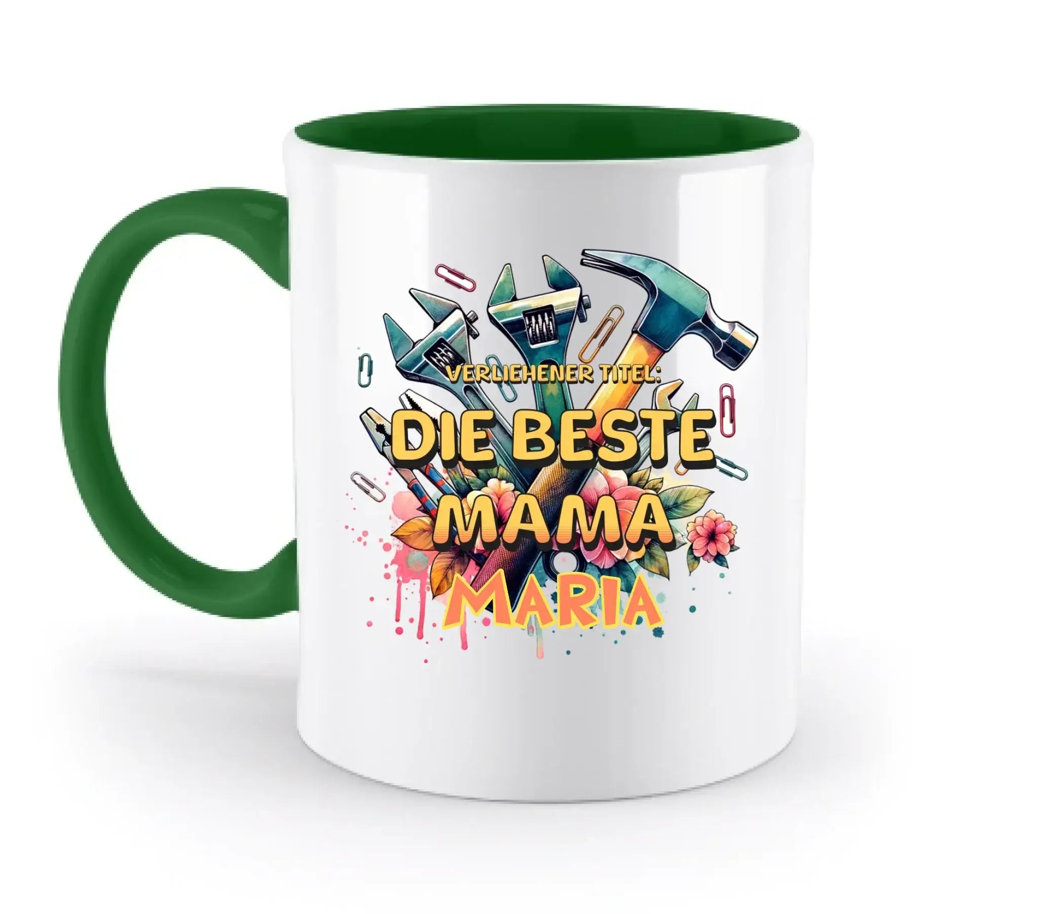 Verliehener Titel: Beste Mama + Wunschtext • zweifarbige Tasse • Exklusivdesign • personalisiert - zweifarbige Tasse