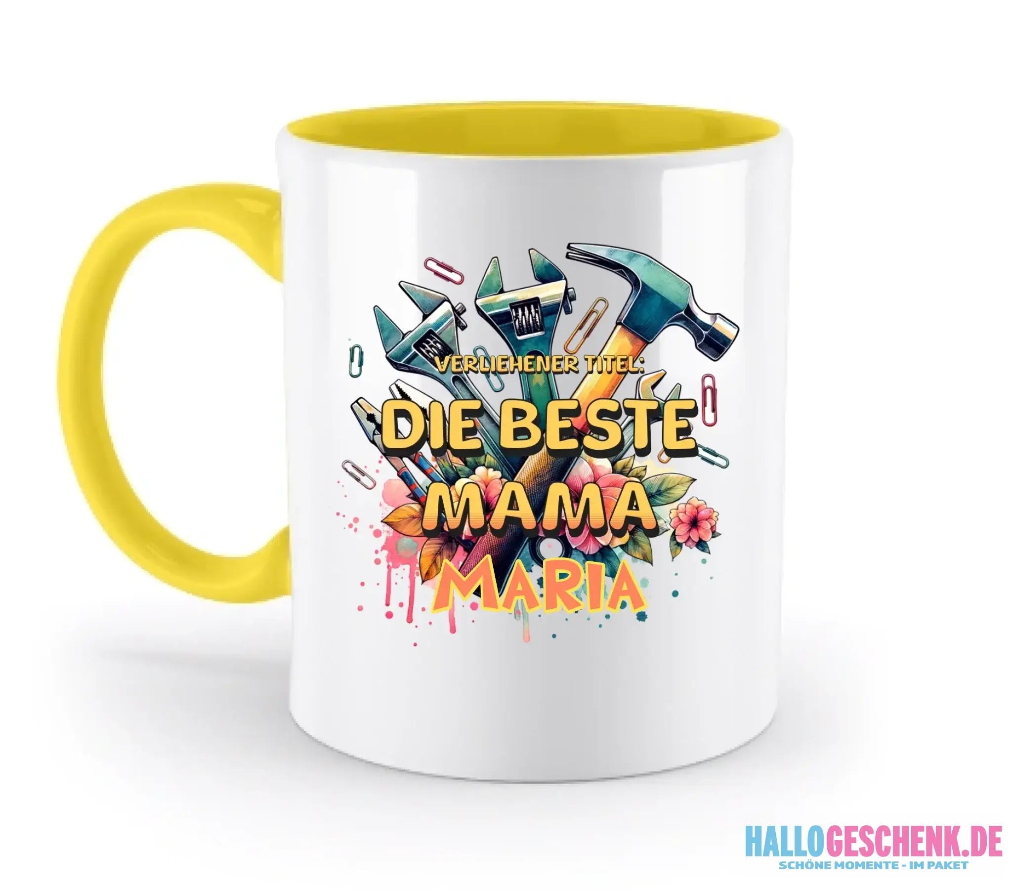 Verliehener Titel: Beste Mama + Wunschtext • zweifarbige Tasse • Exklusivdesign • personalisiert - zweifarbige Tasse
