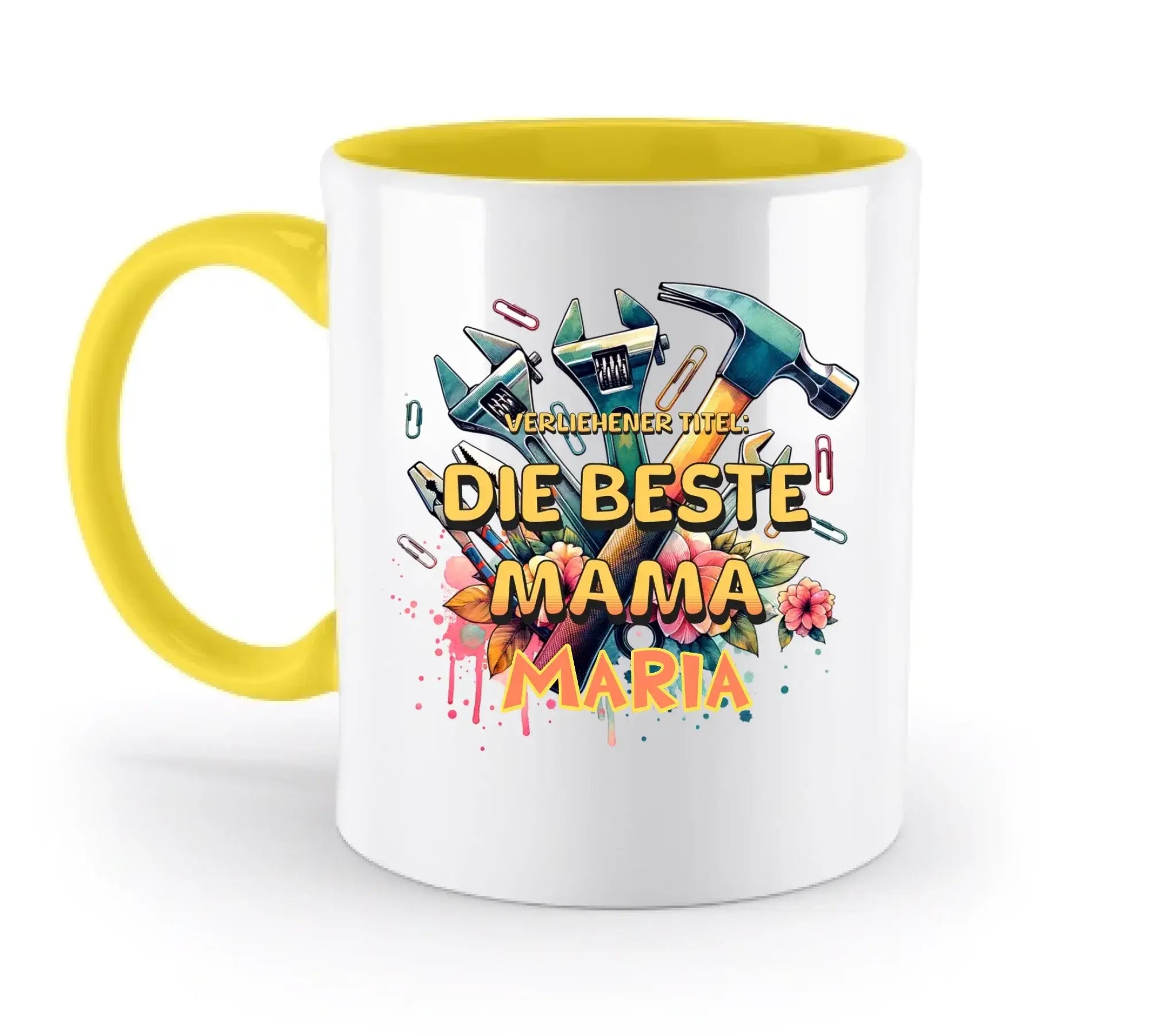 Verliehener Titel: Beste Mama + Wunschtext • zweifarbige Tasse • Exklusivdesign • personalisiert - zweifarbige Tasse