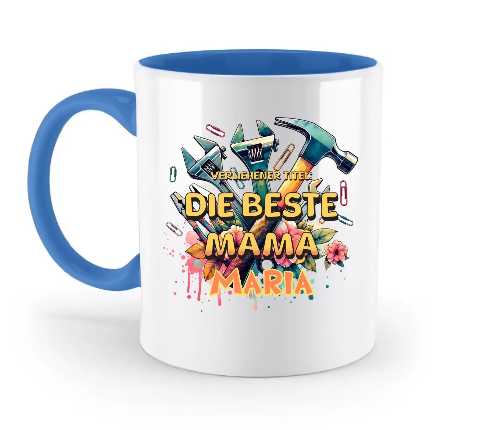 Verliehener Titel: Beste Mama + Wunschtext • zweifarbige Tasse • Exklusivdesign • personalisiert - zweifarbige Tasse