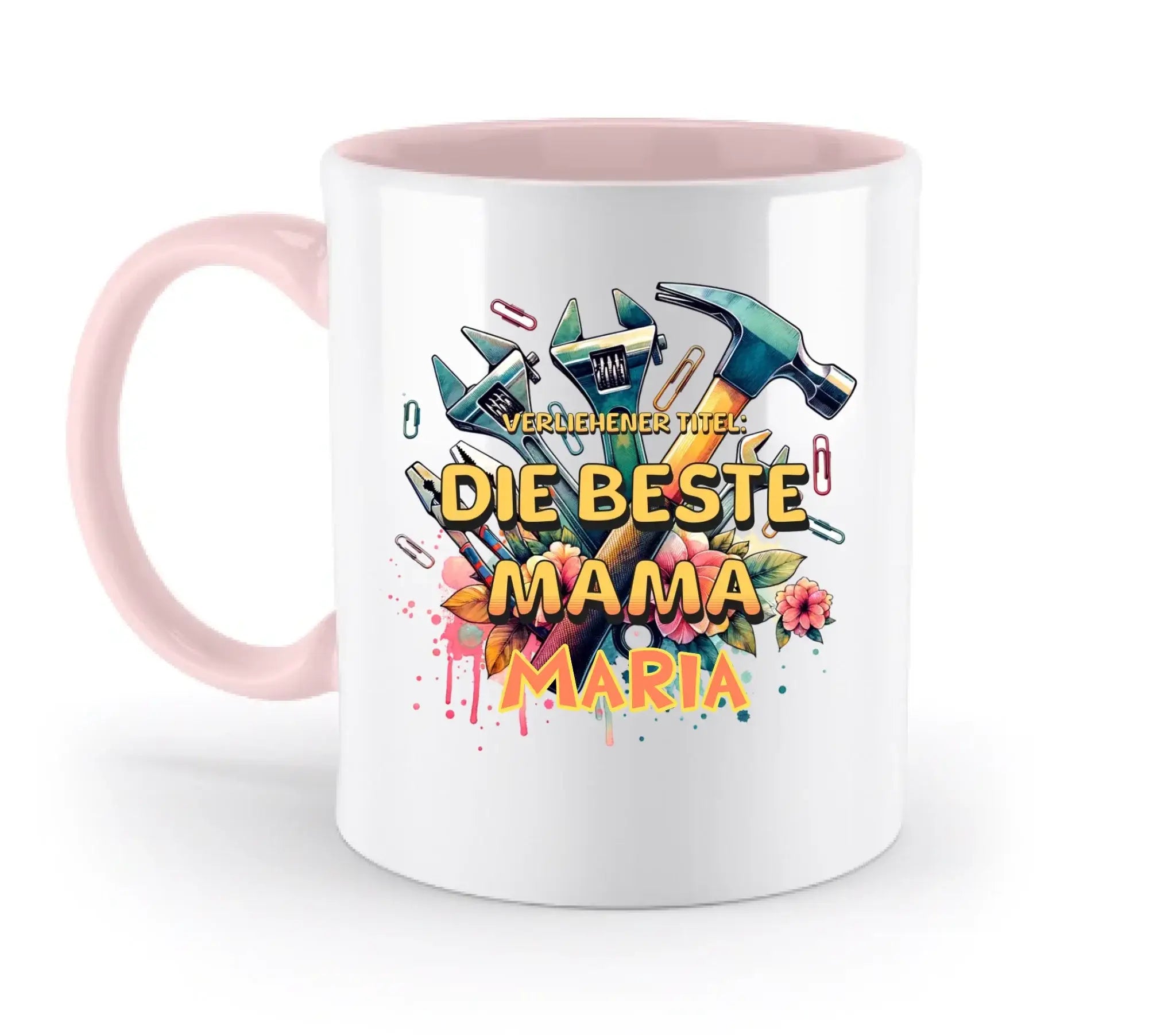 Verliehener Titel: Beste Mama + Wunschtext • zweifarbige Tasse • Exklusivdesign • personalisiert - zweifarbige Tasse