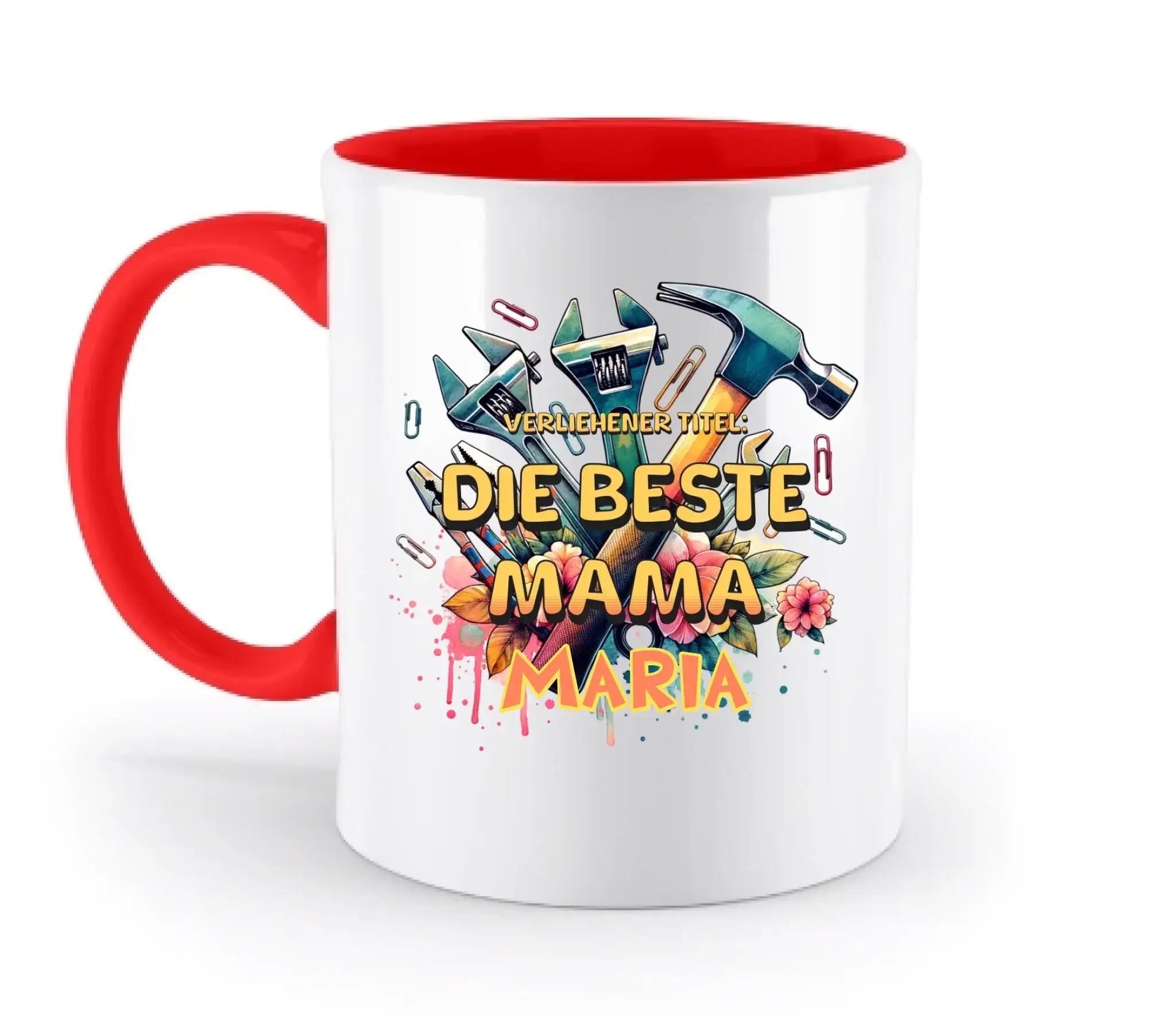 Verliehener Titel: Beste Mama + Wunschtext • zweifarbige Tasse • Exklusivdesign • personalisiert - zweifarbige Tasse