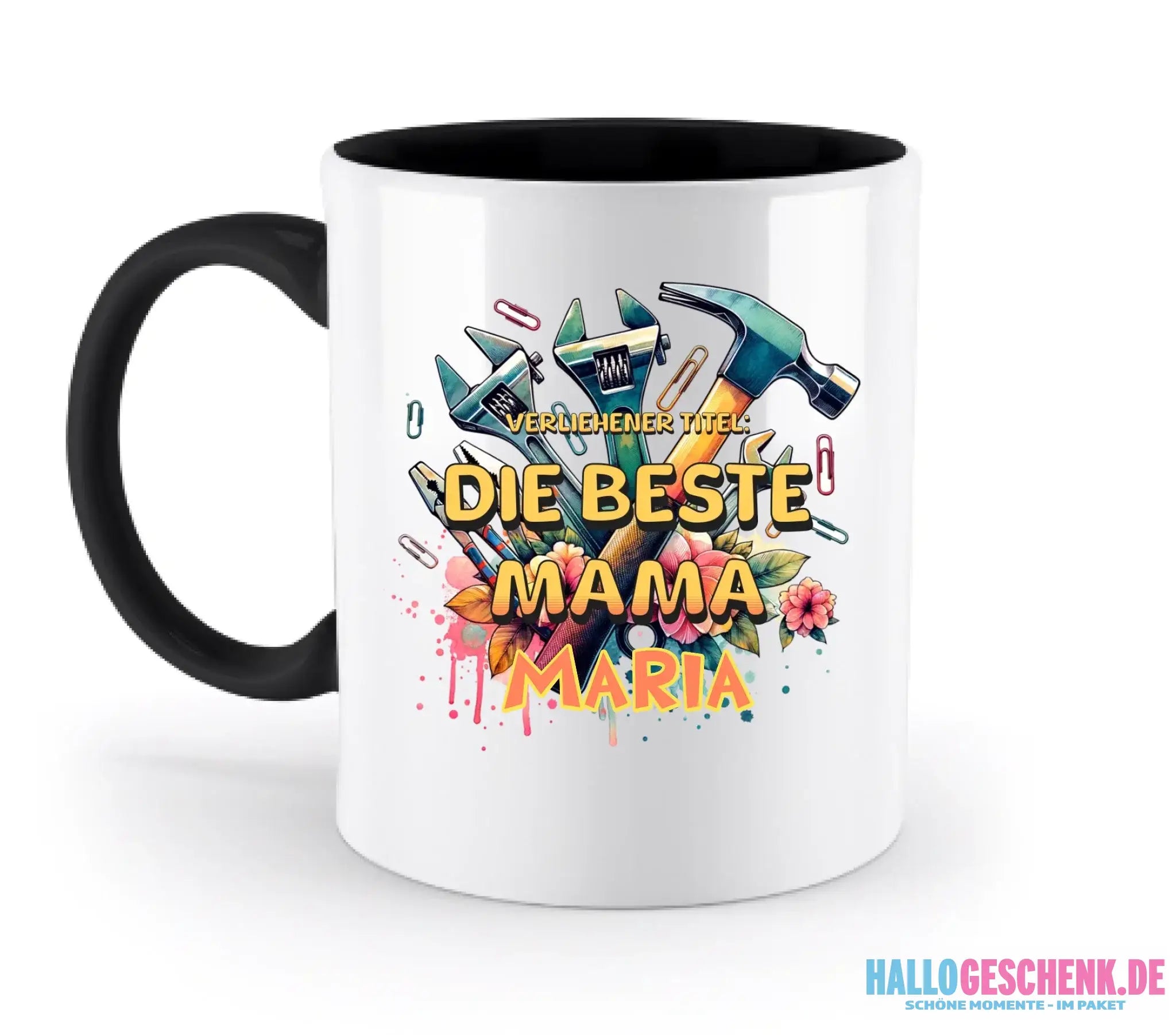 Verliehener Titel: Beste Mama + Wunschtext • zweifarbige Tasse • Exklusivdesign • personalisiert - zweifarbige Tasse