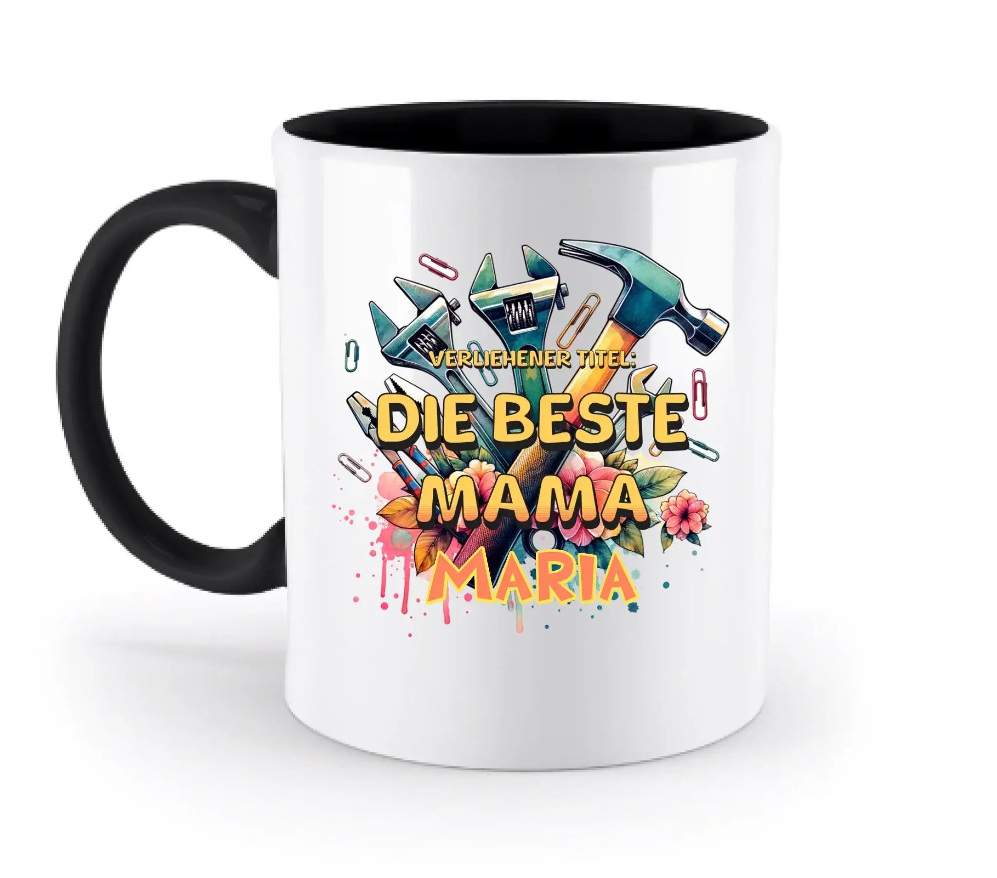 Verliehener Titel: Beste Mama + Wunschtext • zweifarbige Tasse • Exklusivdesign • personalisiert - zweifarbige Tasse