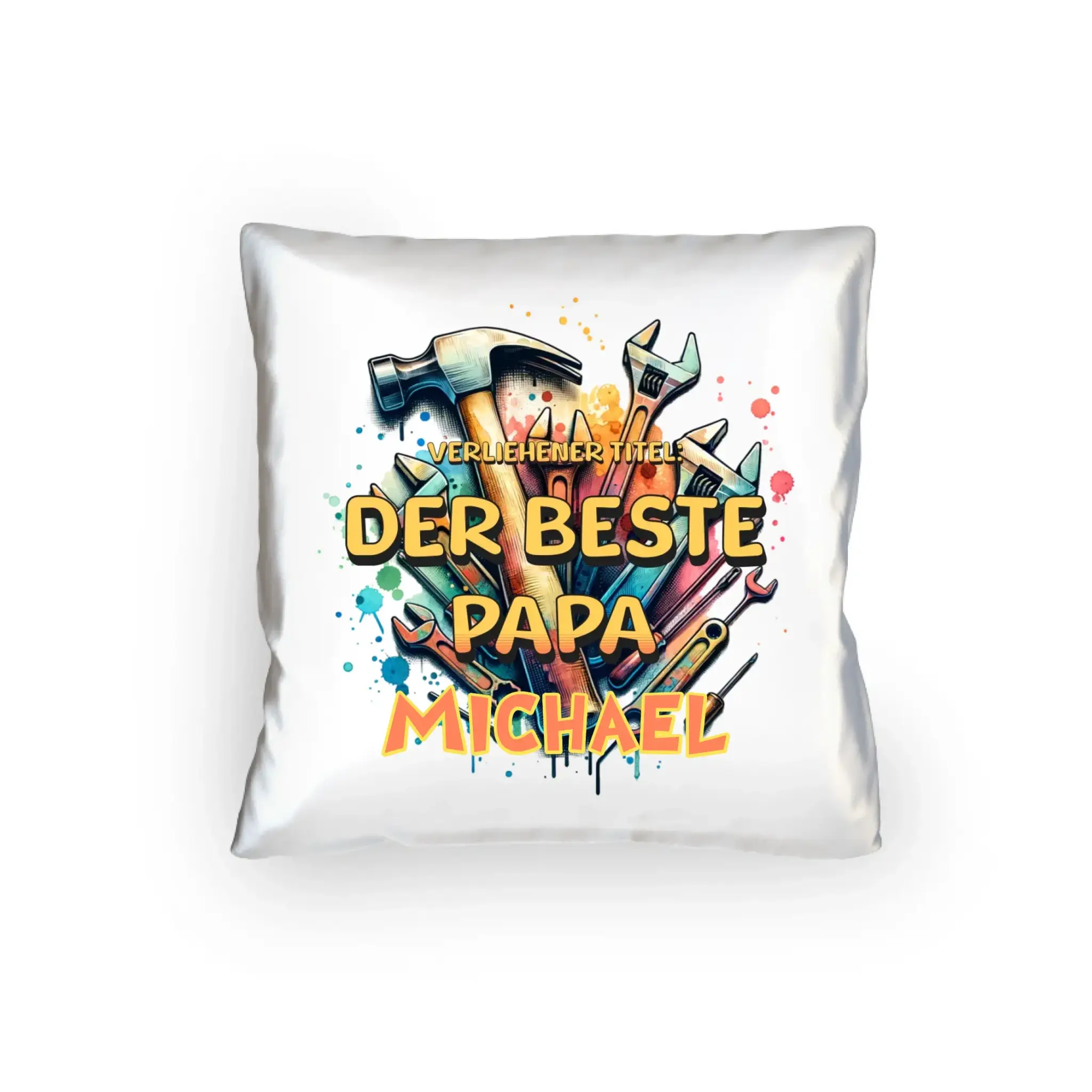Verliehener Titel: Bester Papa + Wunschtext • Kissen 40x40 cm • personalisiert