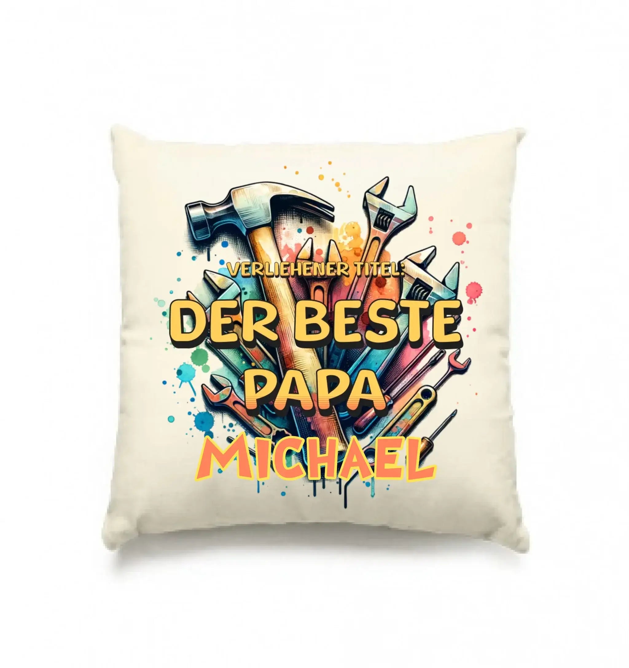 Verliehener Titel: Bester Papa + Wunschtext • Kissen 40x40 cm • personalisiert