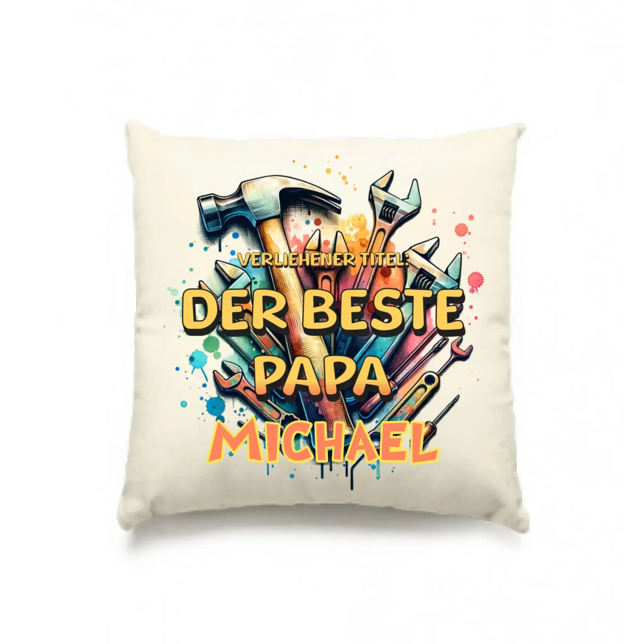 Verliehener Titel: Bester Papa + Wunschtext • Kissen 40x40 cm • personalisiert