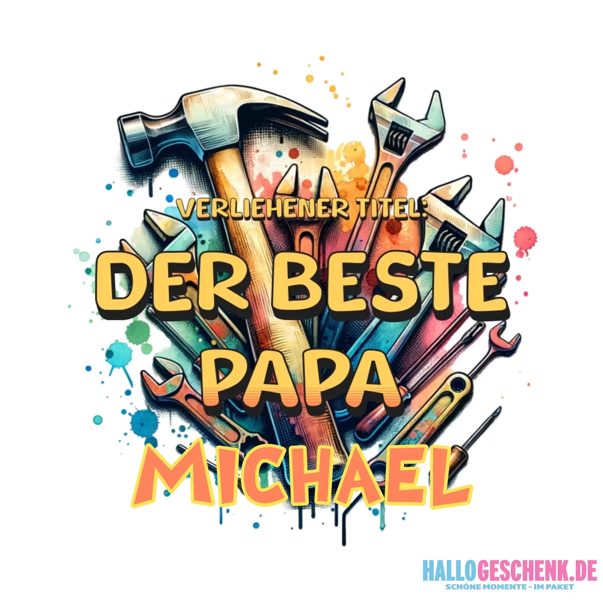 Verliehener Titel: Bester Papa + Wunschtext • personalisiert • STICKER 20x20cm (Aufkleber) - ausgestanzter Sticker