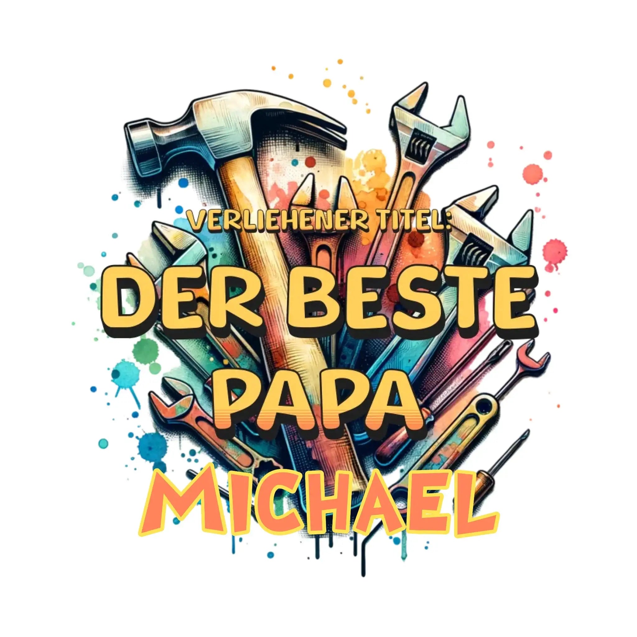 Verliehener Titel: Bester Papa + Wunschtext • personalisiert • STICKER 20x20cm (Aufkleber) - ausgestanzter Sticker