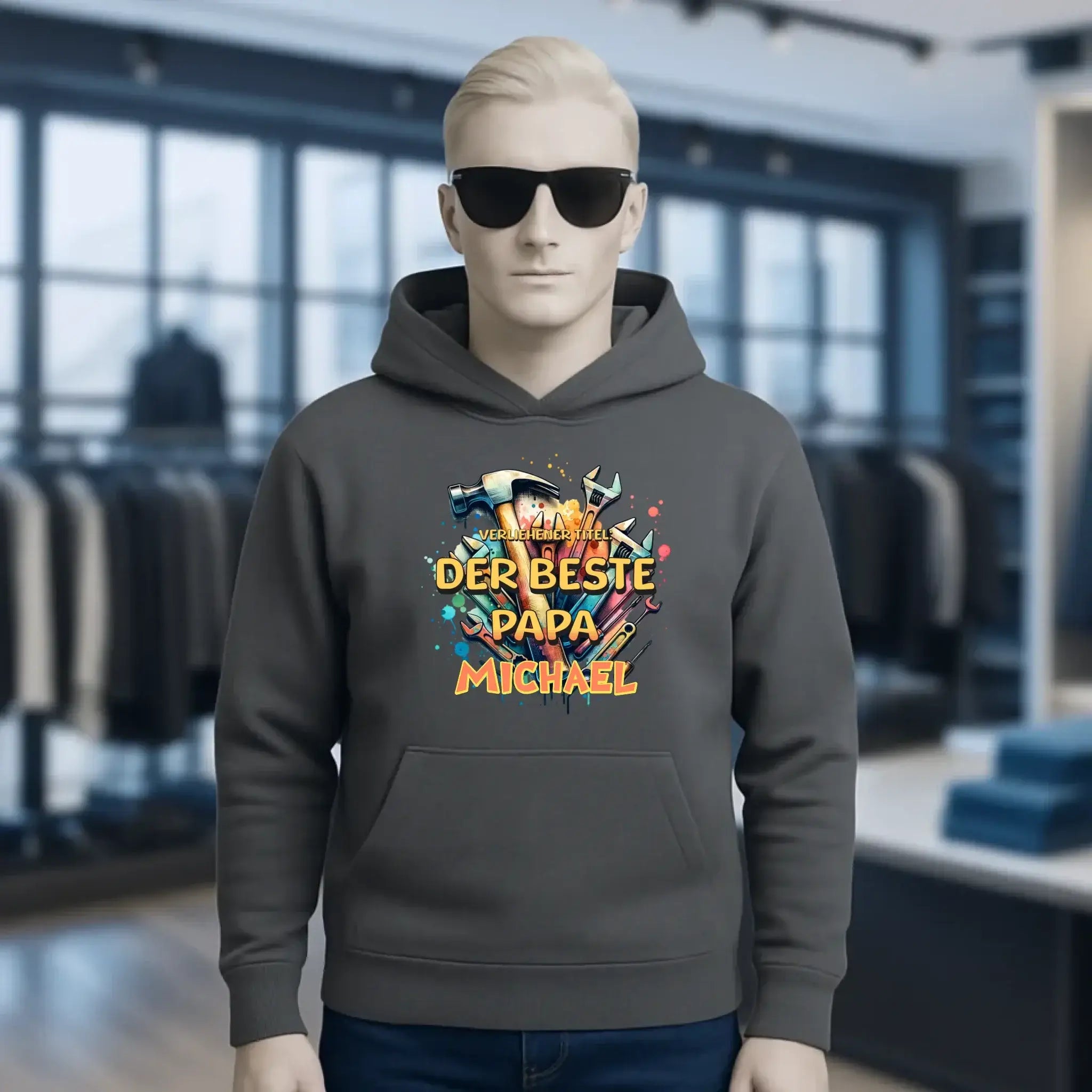 Verliehener Titel: Bester Papa + Wunschtext • Unisex Premium Hoodie XS-5XL aus Bio-Baumwolle für Damen & Herren • Exklusivdesign • personalisiert