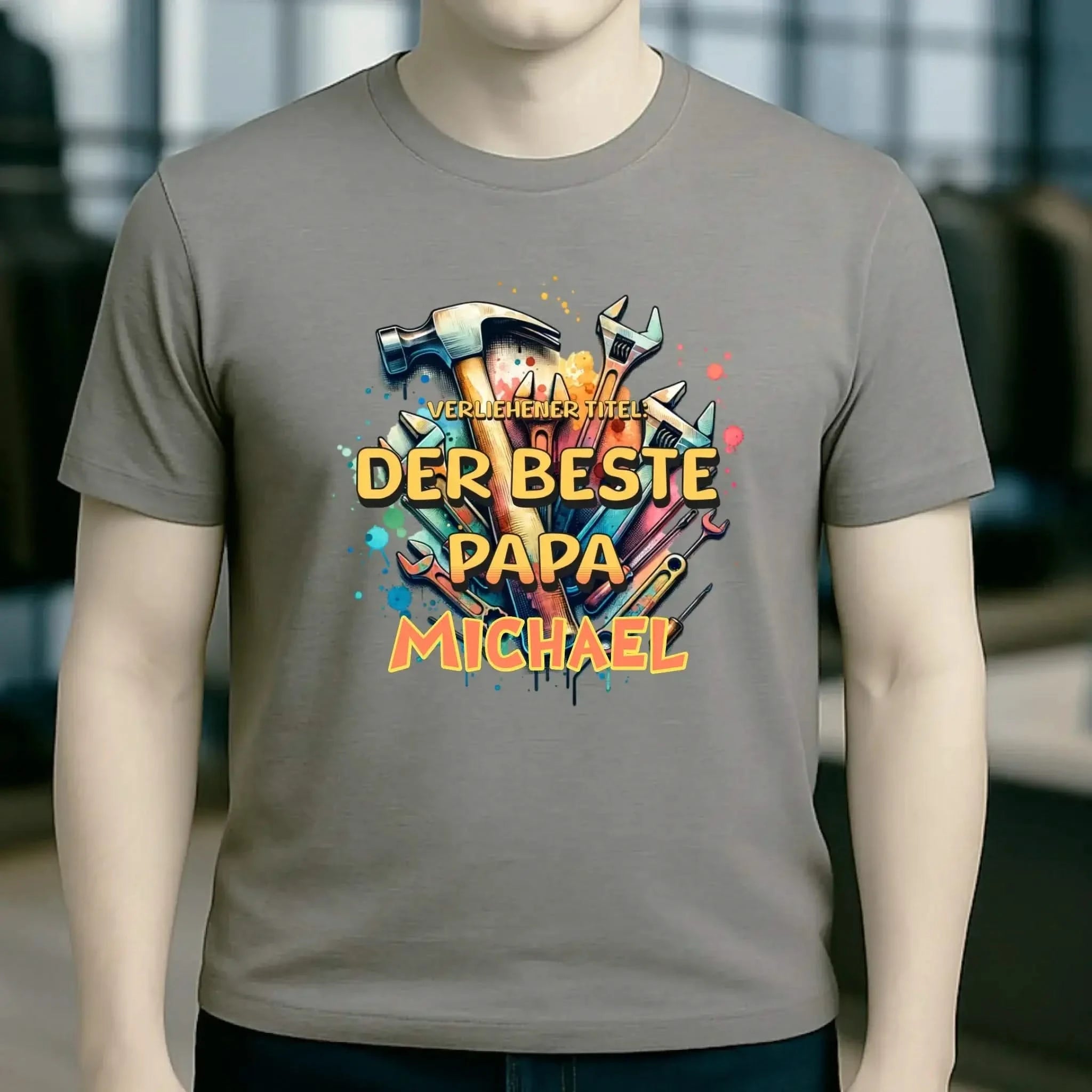 Verliehener Titel: Bester Papa + Wunschtext • Unisex Premium T-Shirt XS-5XL aus Bio-Baumwolle für Damen & Herren • Exklusivdesign • personalisiert
