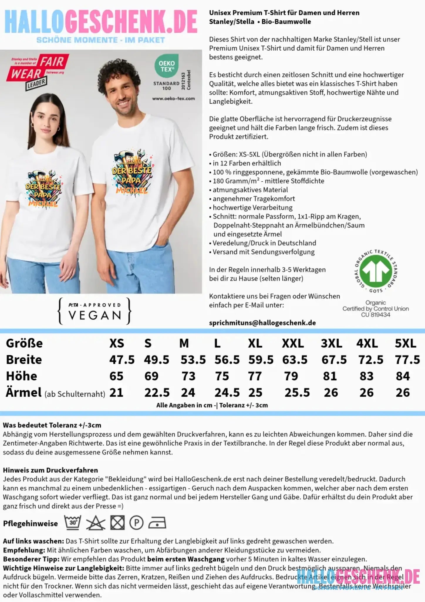 Verliehener Titel: Bester Papa + Wunschtext • Unisex Premium T-Shirt XS-5XL aus Bio-Baumwolle für Damen & Herren • Exklusivdesign • personalisiert