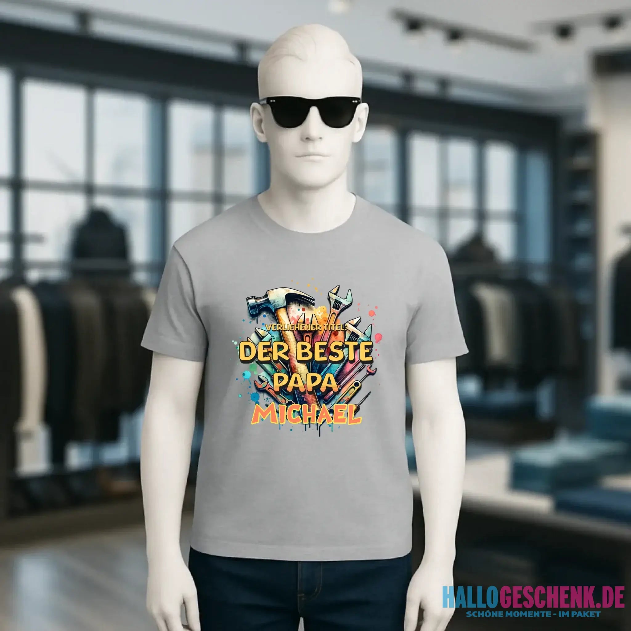 Verliehener Titel: Bester Papa + Wunschtext • Unisex Premium T-Shirt XS-5XL aus Bio-Baumwolle für Damen & Herren • Exklusivdesign • personalisiert