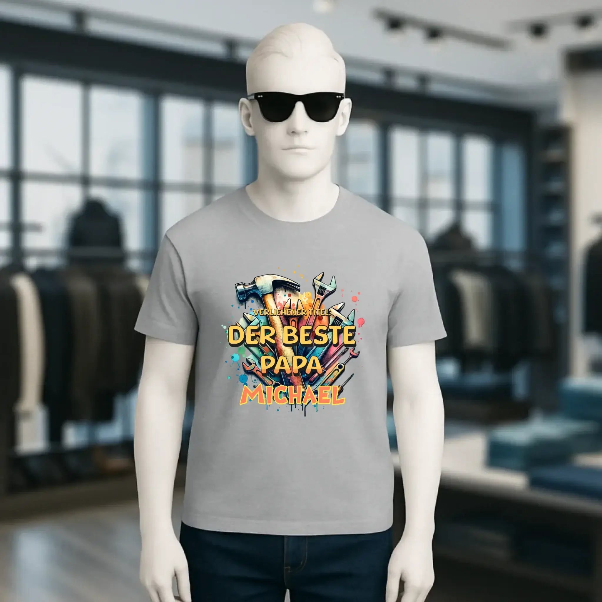 Verliehener Titel: Bester Papa + Wunschtext • Unisex Premium T-Shirt XS-5XL aus Bio-Baumwolle für Damen & Herren • Exklusivdesign • personalisiert