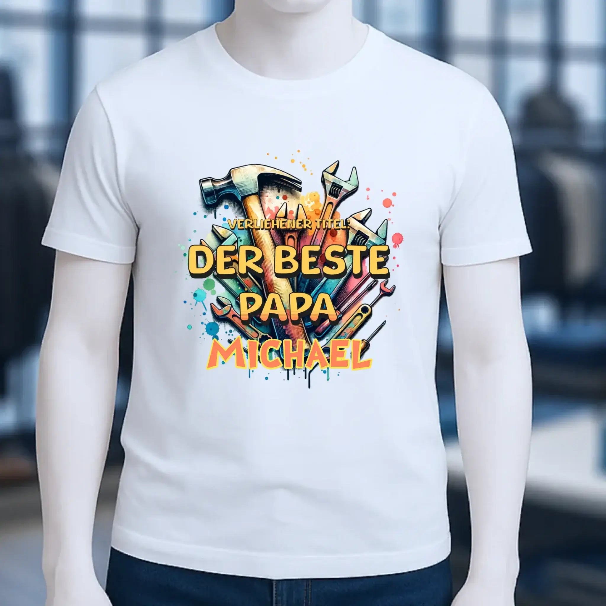 Verliehener Titel: Bester Papa + Wunschtext • Unisex Premium T-Shirt XS-5XL aus Bio-Baumwolle für Damen & Herren • Exklusivdesign • personalisiert