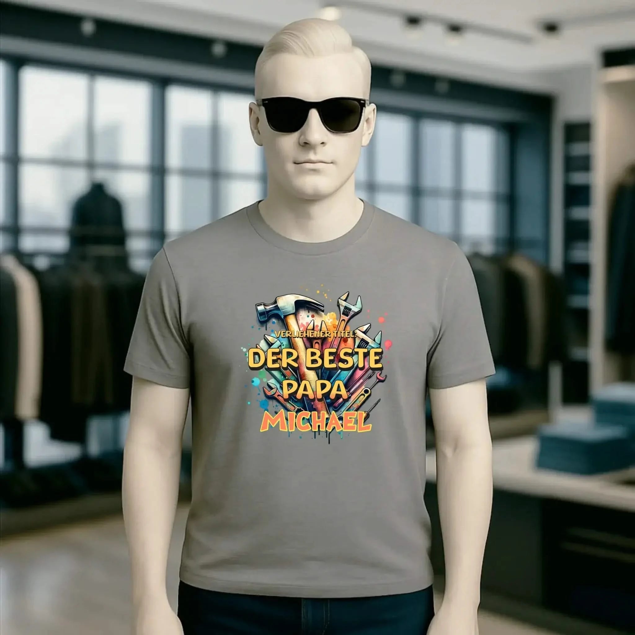 Verliehener Titel: Bester Papa + Wunschtext • Unisex Premium T-Shirt XS-5XL aus Bio-Baumwolle für Damen & Herren • Exklusivdesign • personalisiert